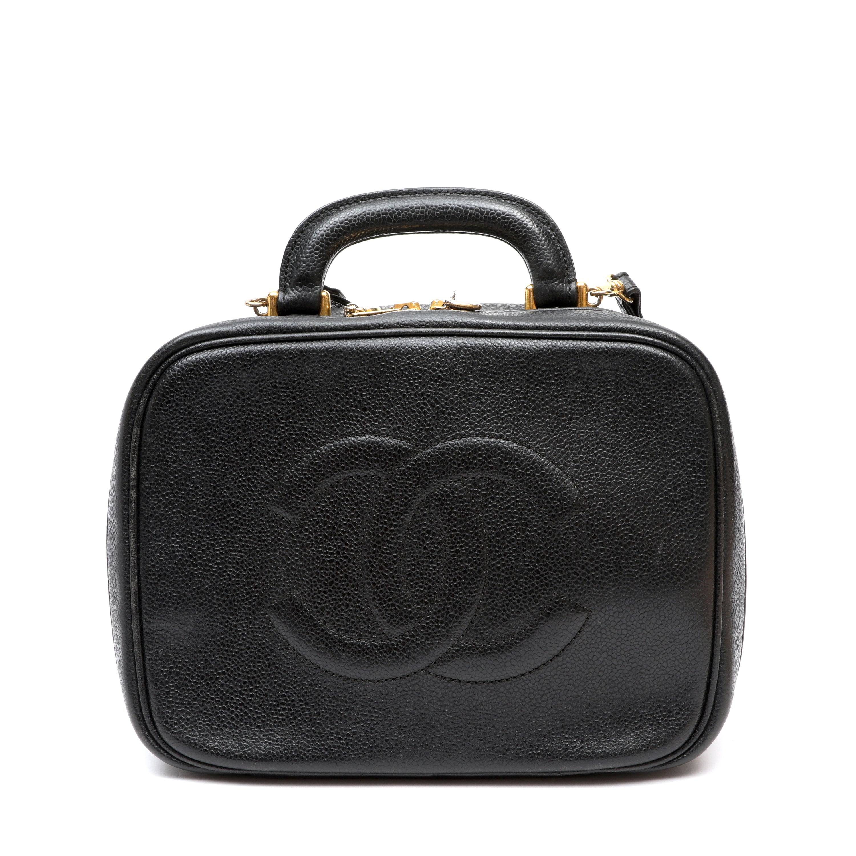 Chanel Vintage Timeless Black CC Caviar Lunch Box