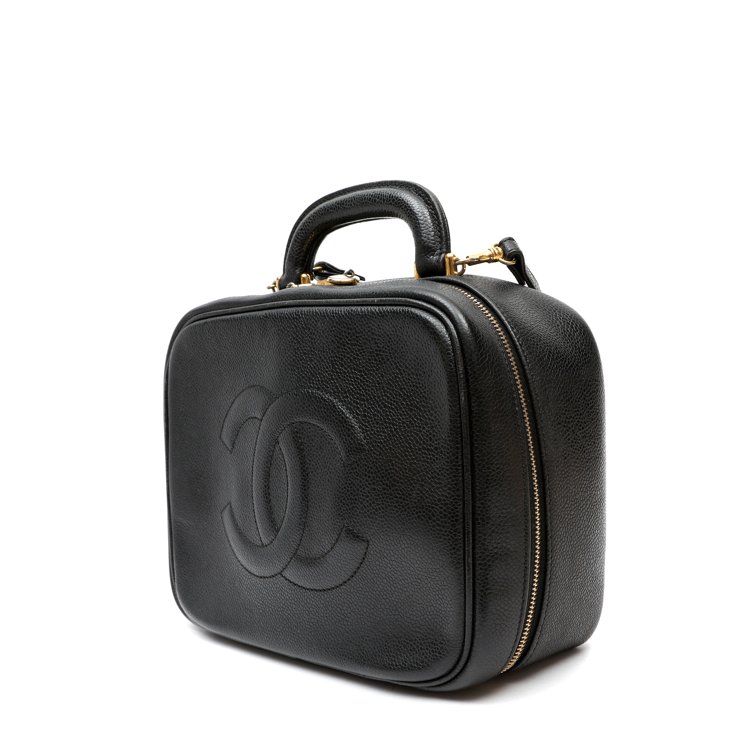 Chanel Vintage Timeless Black CC Caviar Lunch Box