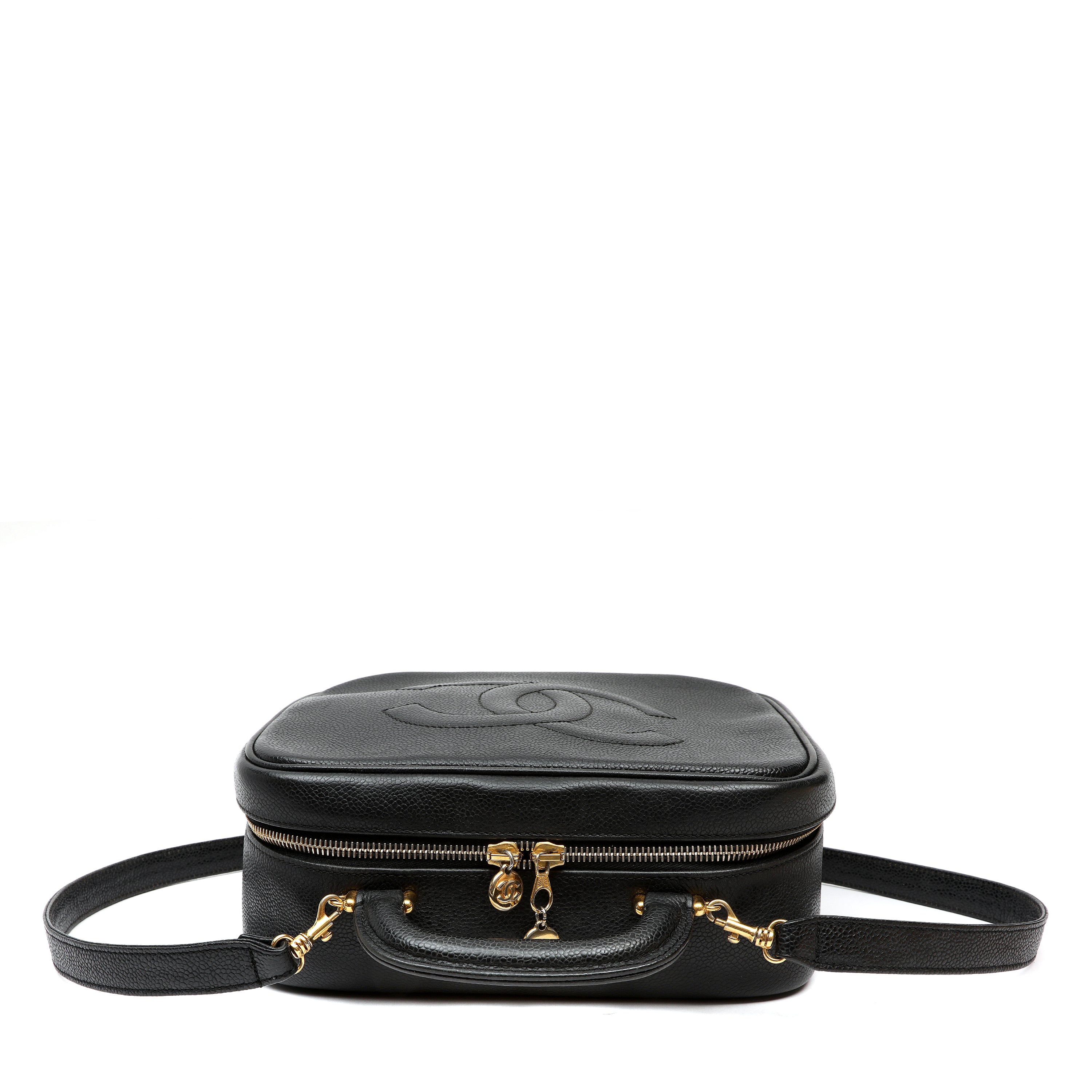 Chanel Vintage Timeless Black CC Caviar Lunch Box