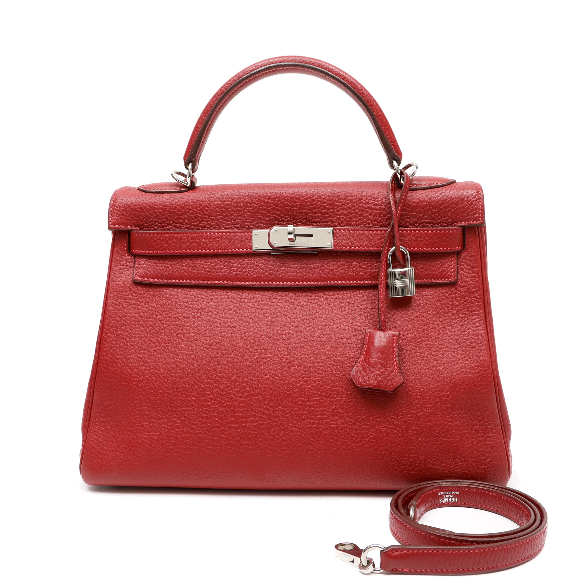 Hermes 32cm Kelly Rouge Vif Togo w PHW
