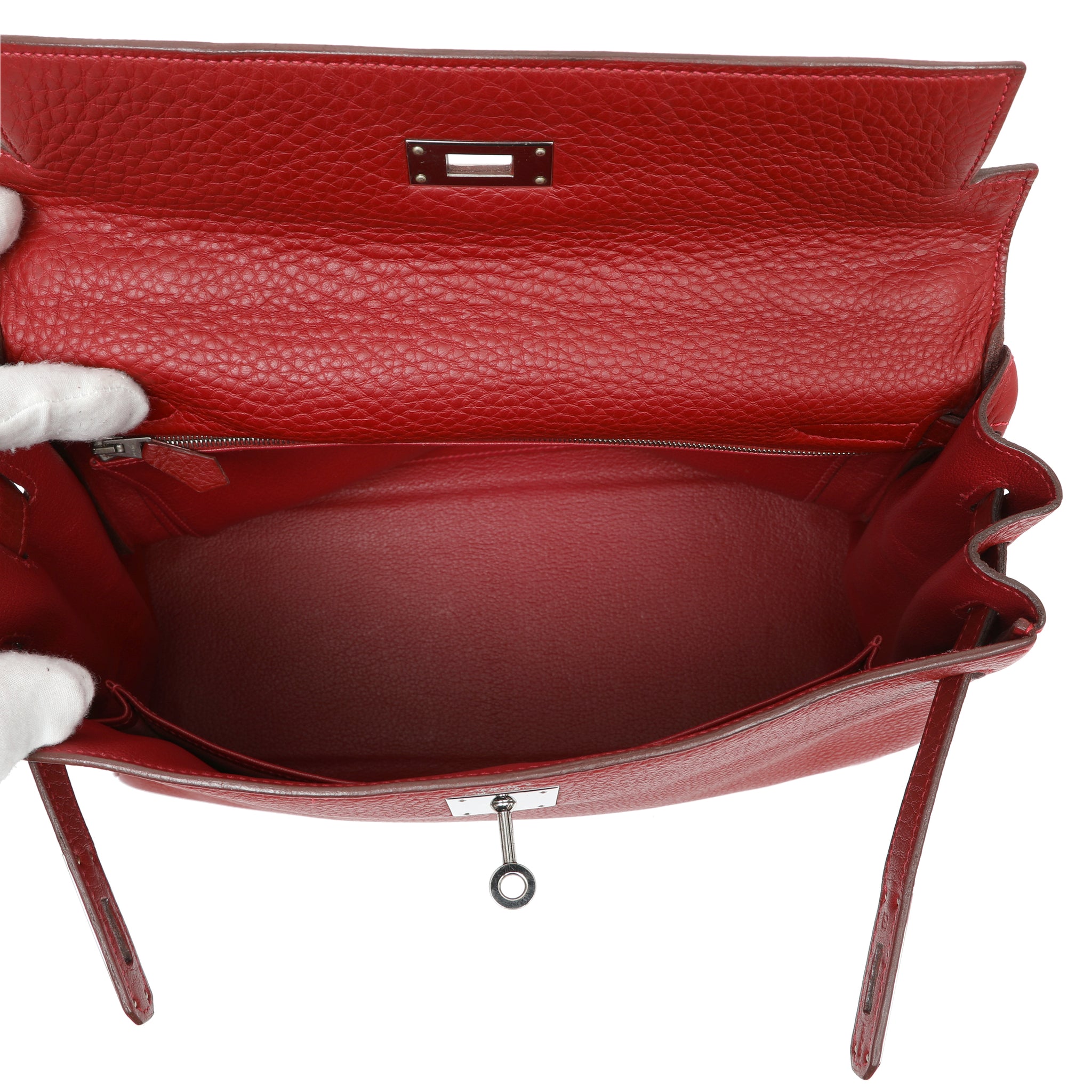 Hermes 32cm Kelly Rouge Vif Togo w PHW