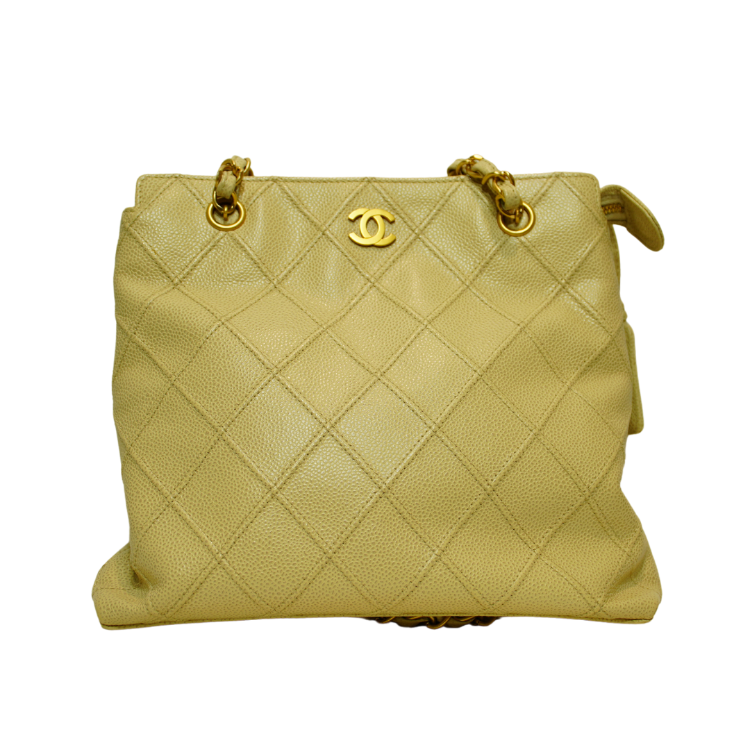 Chanel Ivory Bicolore Stitch Small Shoulder Bag w/ Gold Hardware