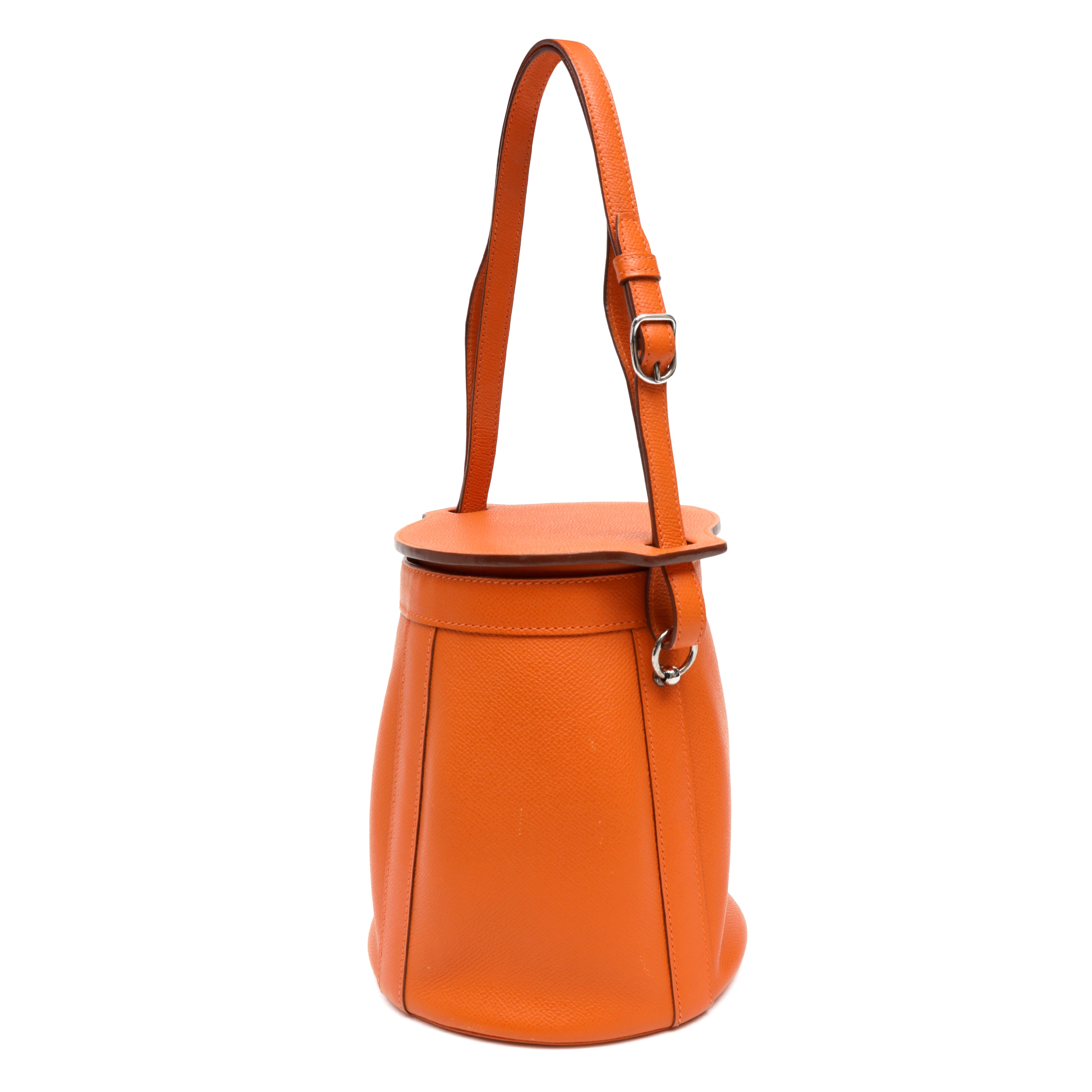 Hermes Orange Epsom Leather Farming Bucket Bag