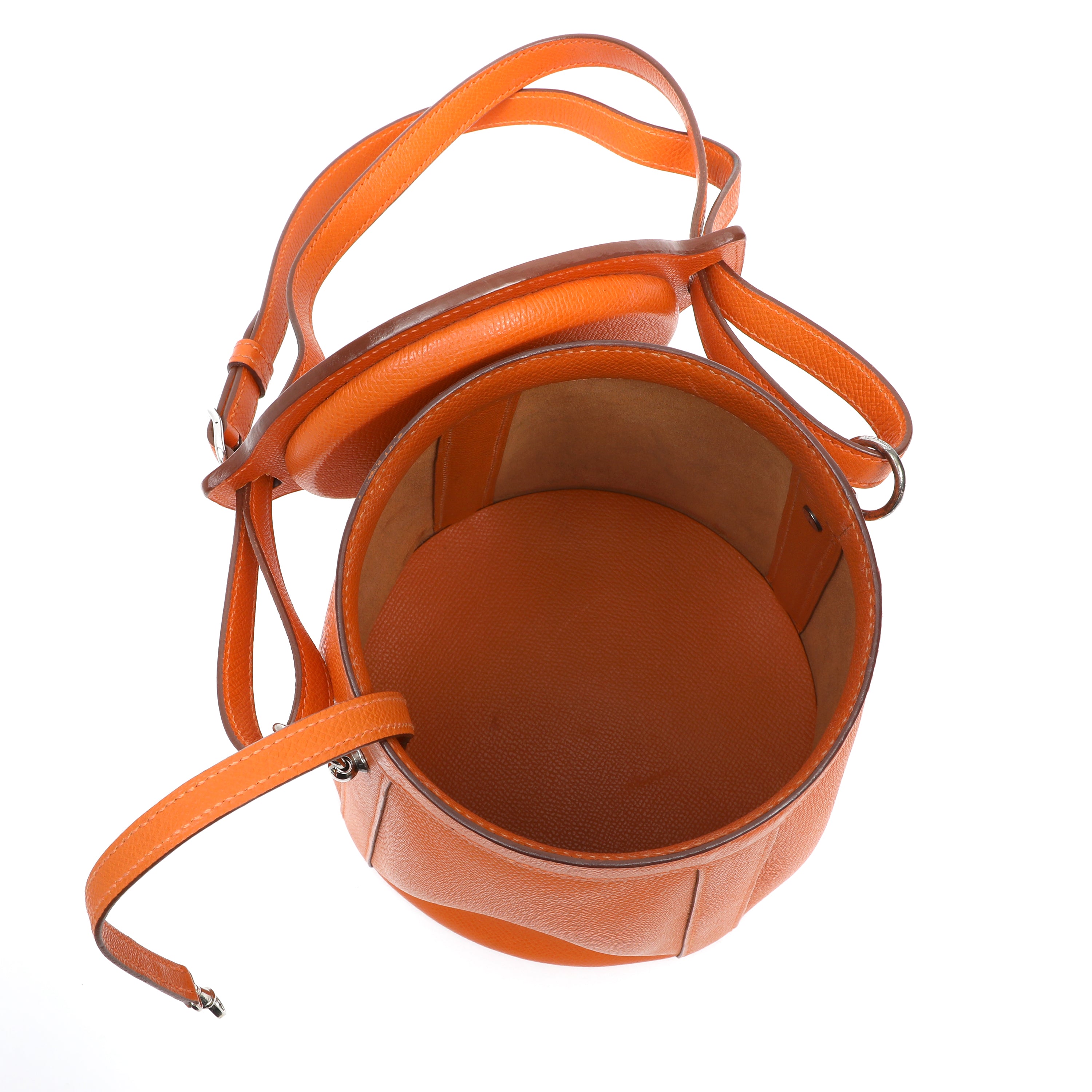 Hermes Orange Epsom Leather Farming Bucket Bag