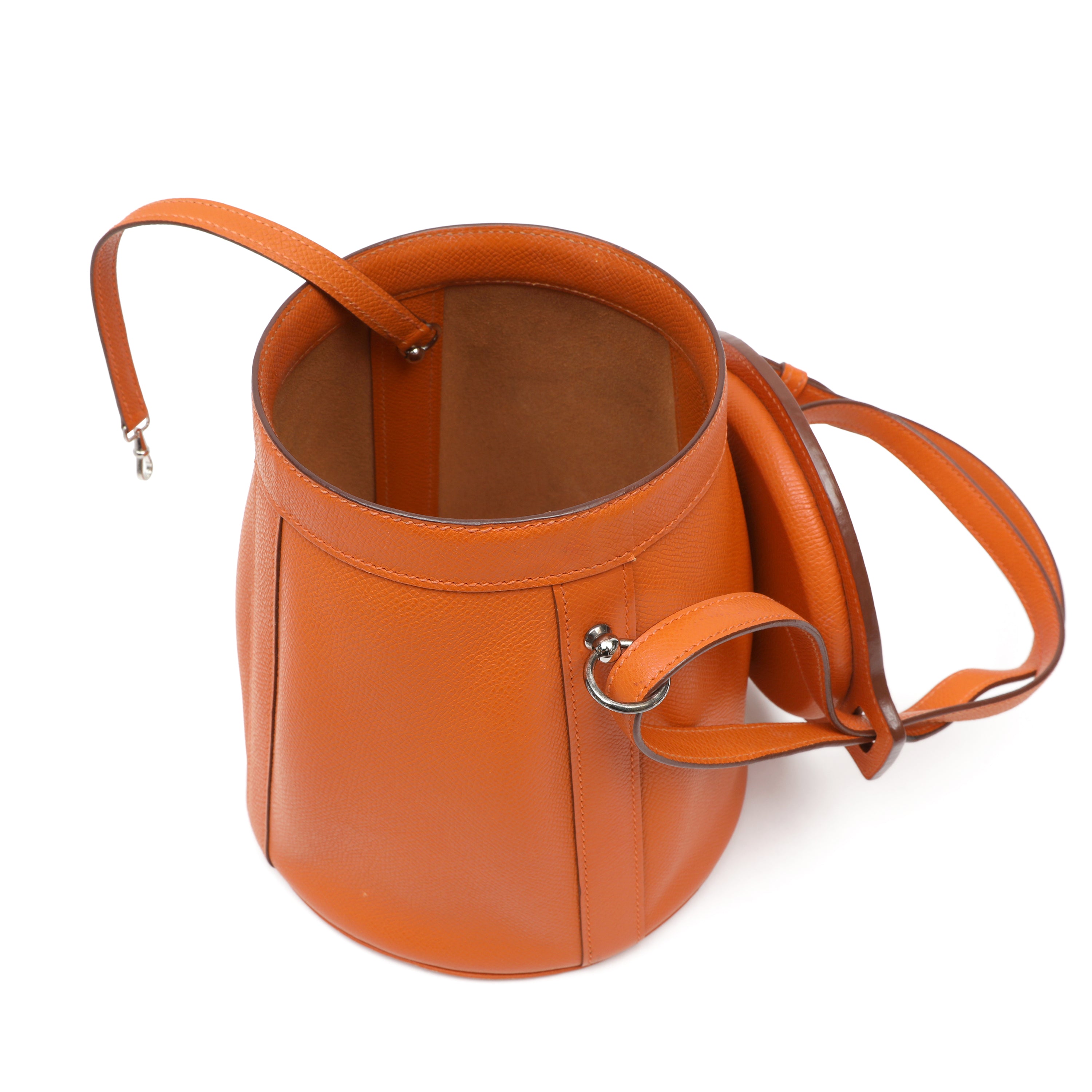 Hermes Orange Epsom Leather Farming Bucket Bag