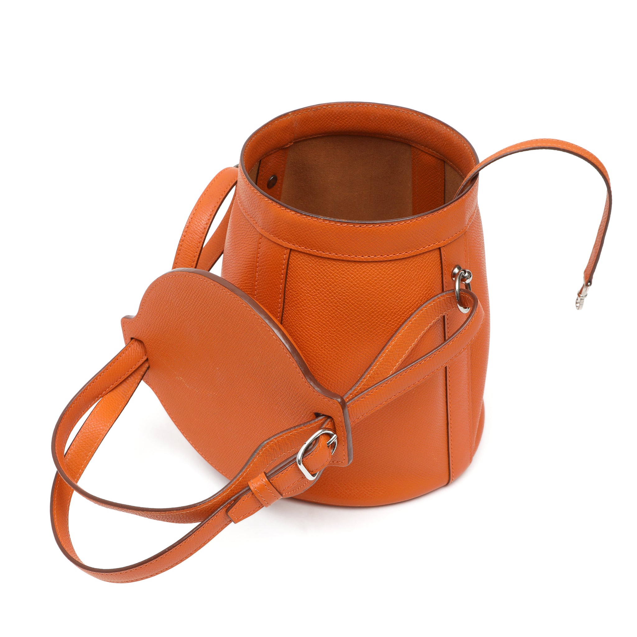 Hermes Orange Epsom Leather Farming Bucket Bag