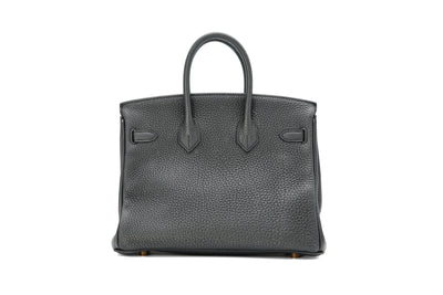 Hermes 25 black togo birkin rose gold hardware
