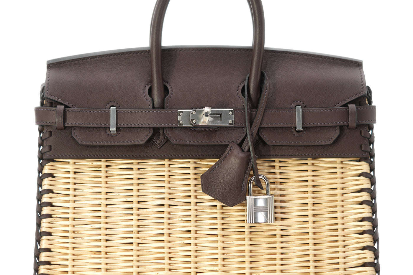 Hermès Picnic Birkin 25 Osier Wicker & Rouge Swift with Palladium Hardware
