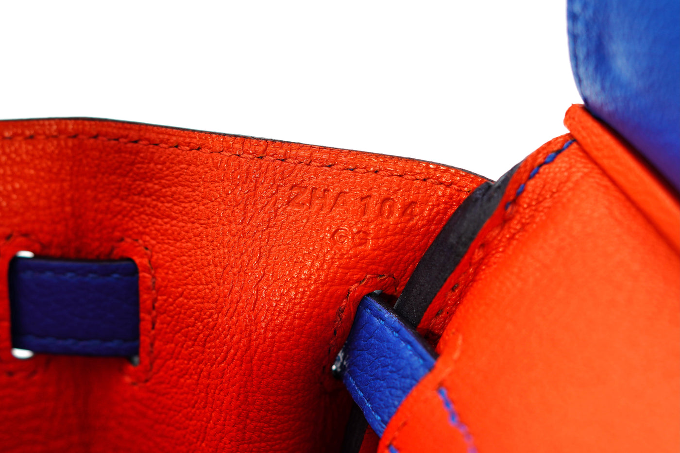 Hermès Bleu Zellige and Capucine Taurillon Novillo Verso Birkin 25