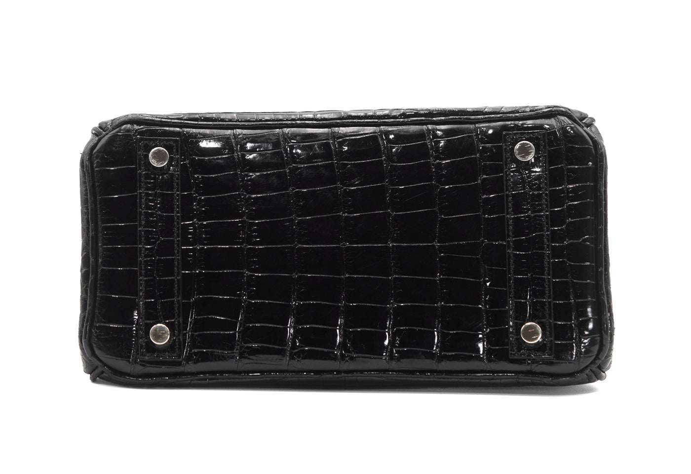 Hermes black shiny porosus croc diamond 25cm Birkin