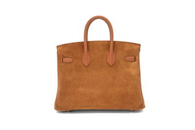Hermès Grizzly Birkin 25 Gold Grizzly Suede and Swift