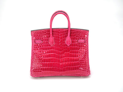Hermes Rose Mexico porosus croc birkin 25