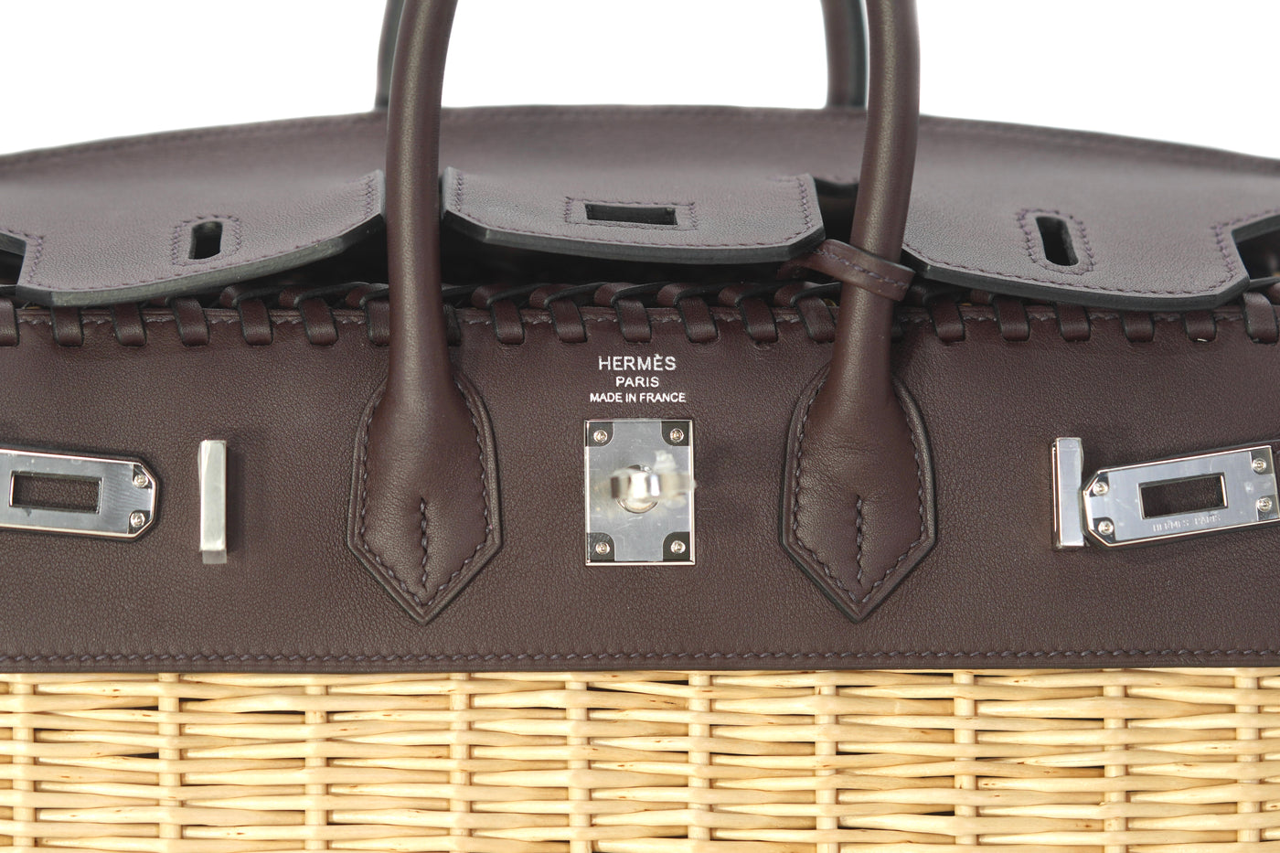 Hermès Picnic Birkin 25 Osier Wicker & Rouge Swift with Palladium Hardware