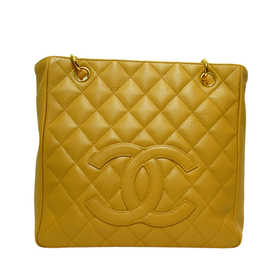Chanel Beige Claire Caviar Petite Shopper Tote w/ Gold Hardware