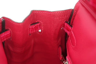 Hermes Rose Mexico porosus croc birkin 25