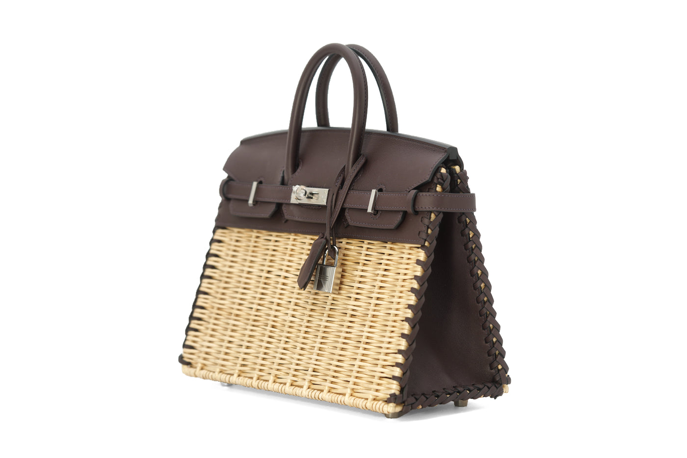 Hermès Picnic Birkin 25 Osier Wicker & Rouge Swift with Palladium Hardware
