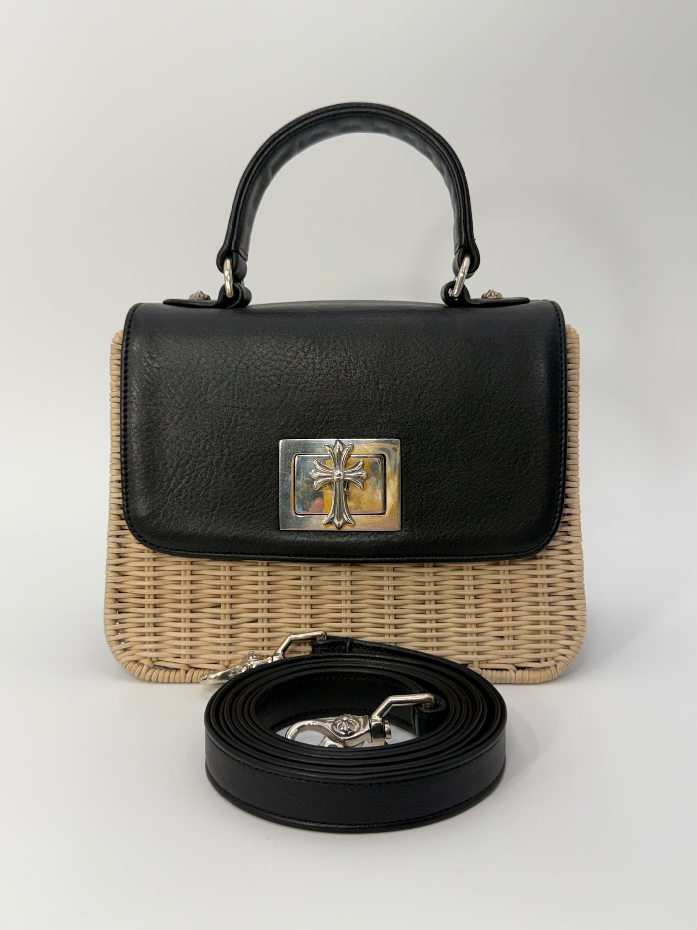 Chrome Hearts Raffia top handle wicker bag