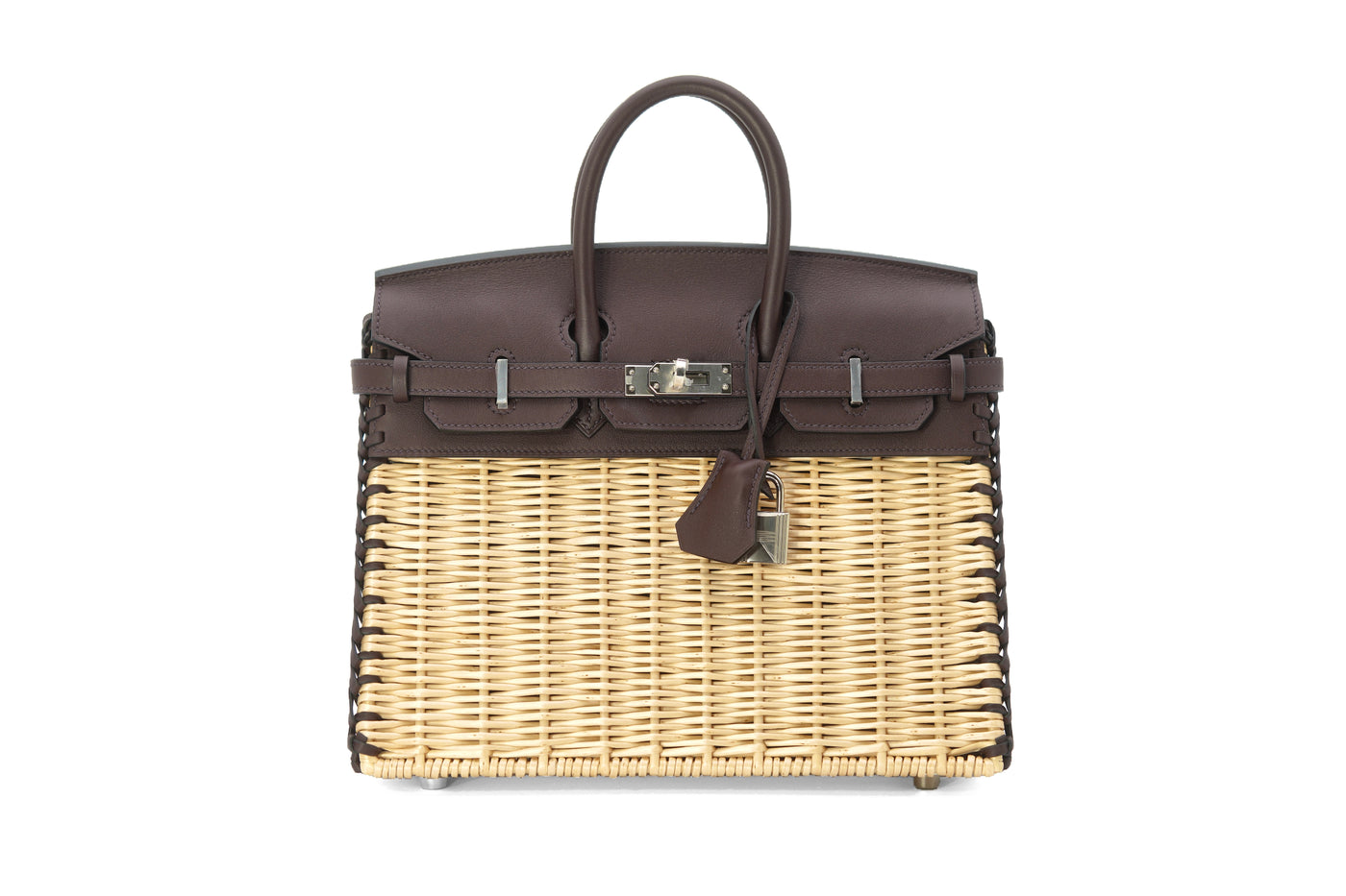 Hermès Picnic Birkin 25 Osier Wicker & Rouge Swift with Palladium Hardware