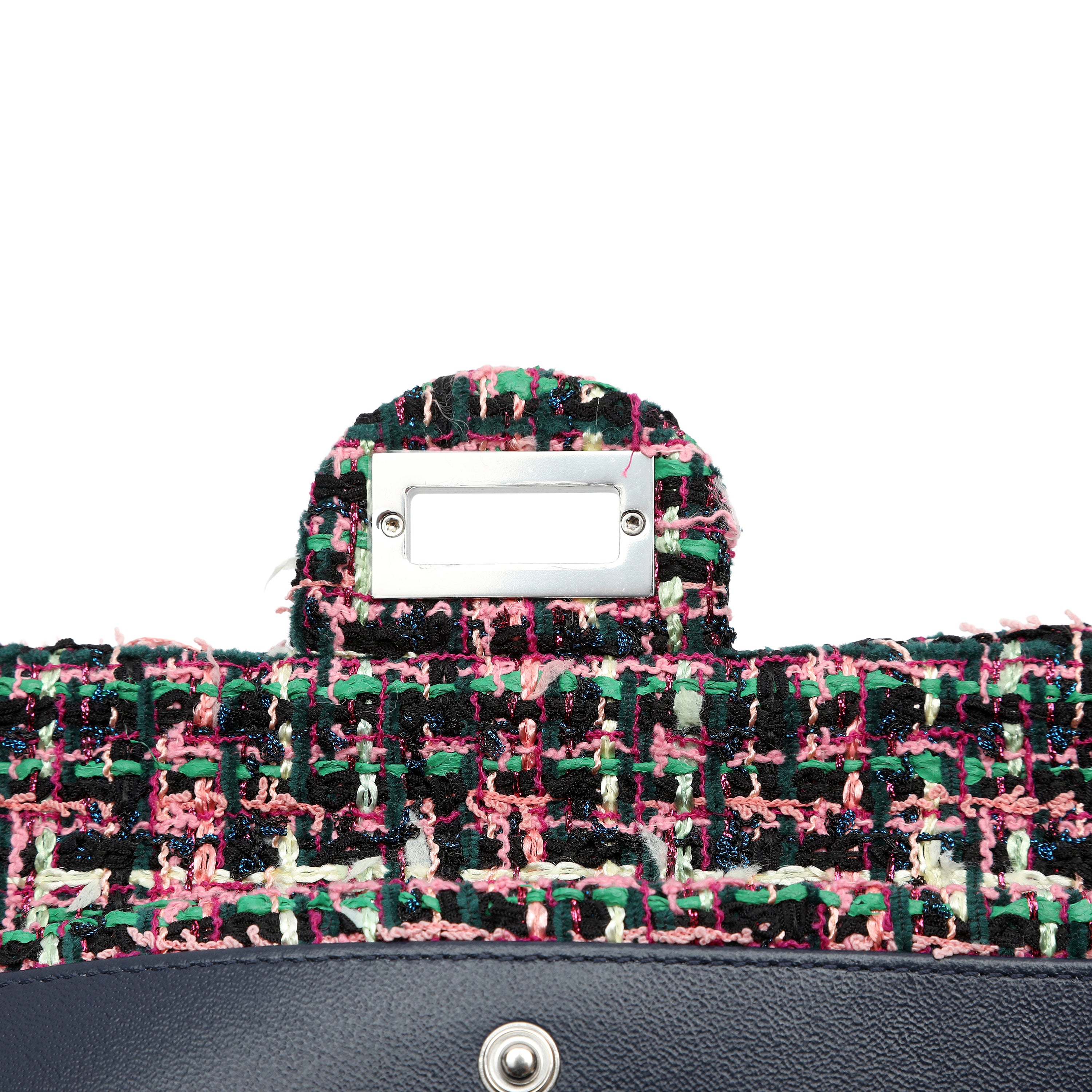 Chanel 2.55 Reissue 225 Flap Bag Pink Green Black Multicolor Tweed w SH