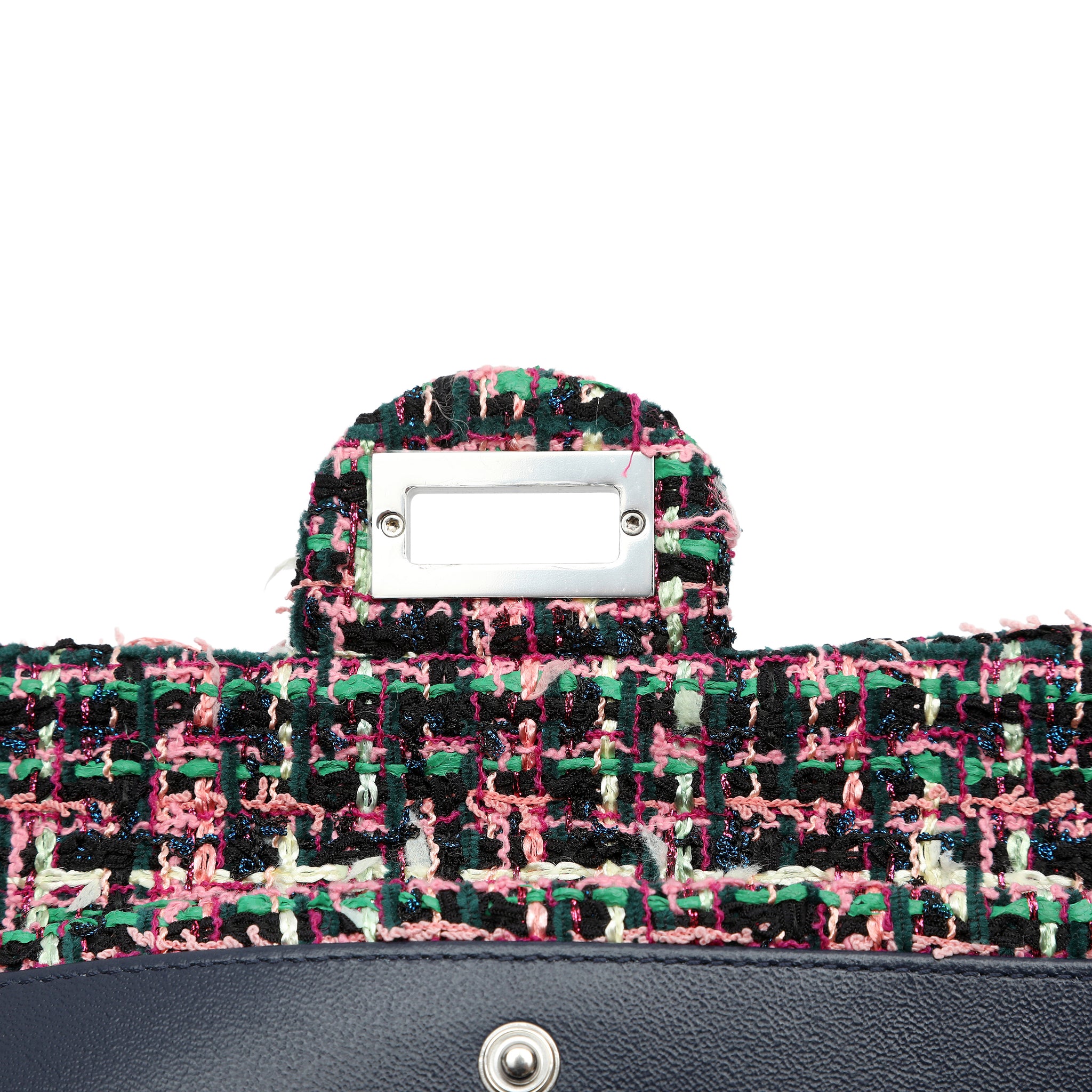 Chanel 2.55 Reissue 225 Flap Bag Pink Green Black Multicolor Tweed w SH