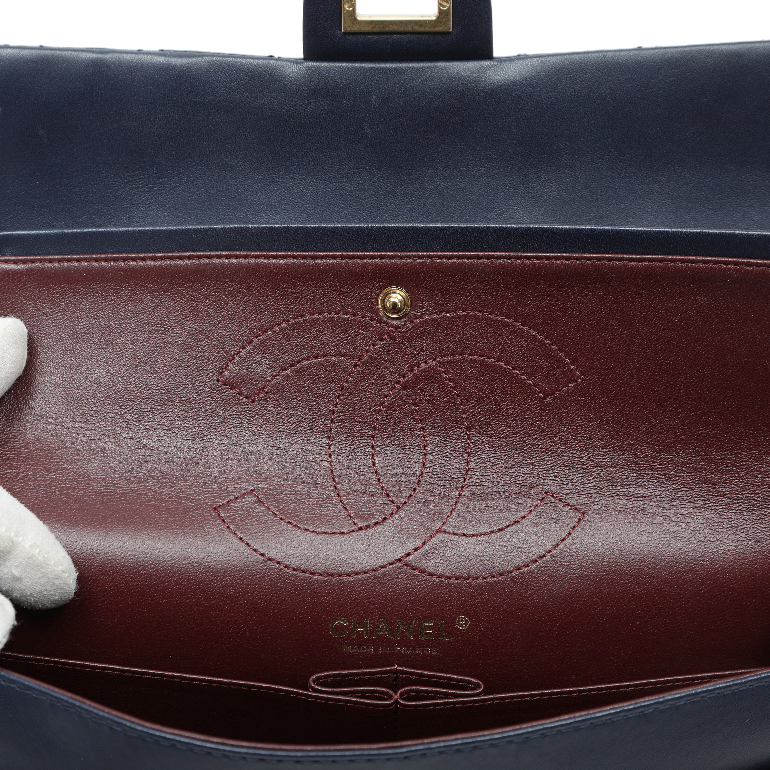 Chanel 2.55 Reissue Flap Bag Navy Blue Quilted Patent Leather w/Gold Hardware