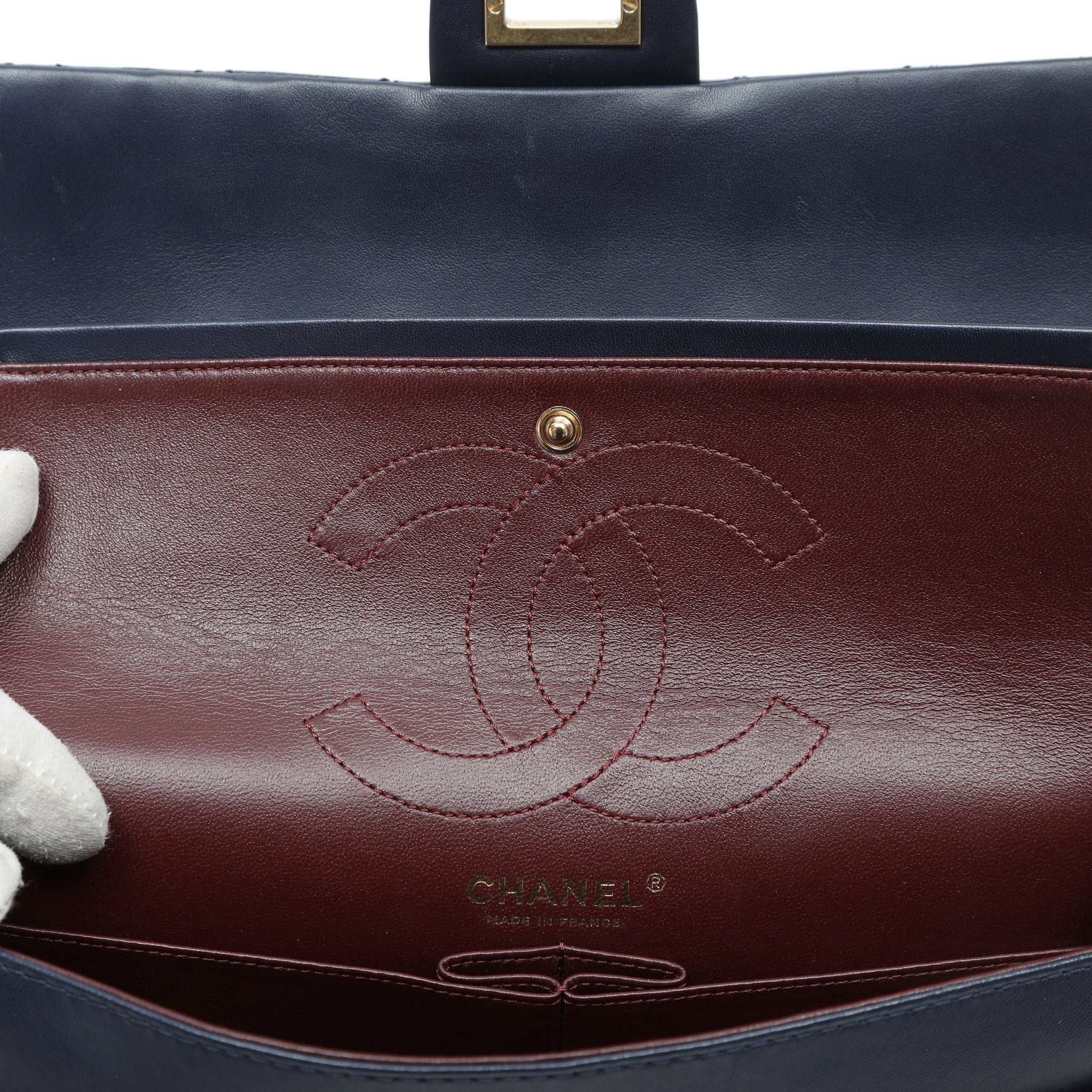 Chanel 2.55 Reissue Flap Bag Navy Blue Quilted Patent Leather w/Gold Hardware