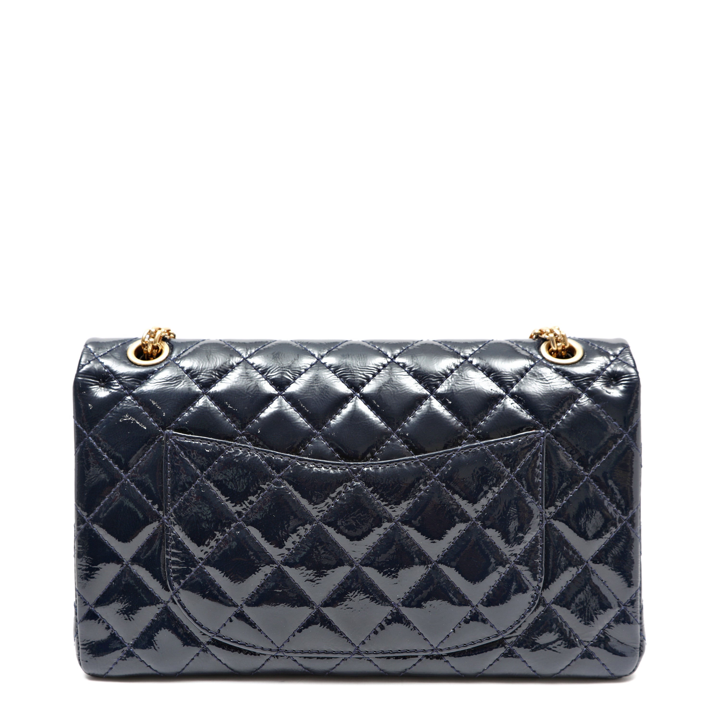 Chanel 2.55 Reissue Flap Bag Navy Blue Quilted Patent Leather w/Gold Hardware