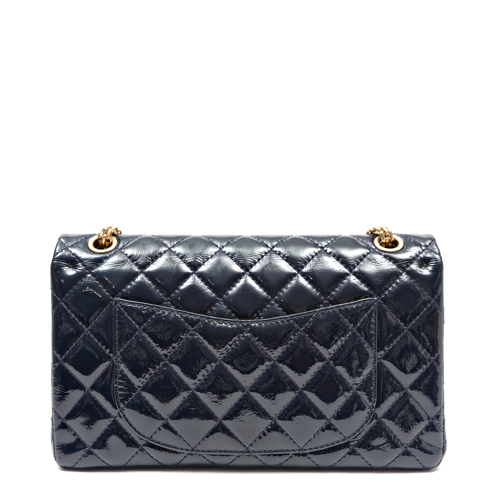 Chanel 2.55 Reissue Flap Bag Navy Blue Quilted Patent Leather w/Gold Hardware