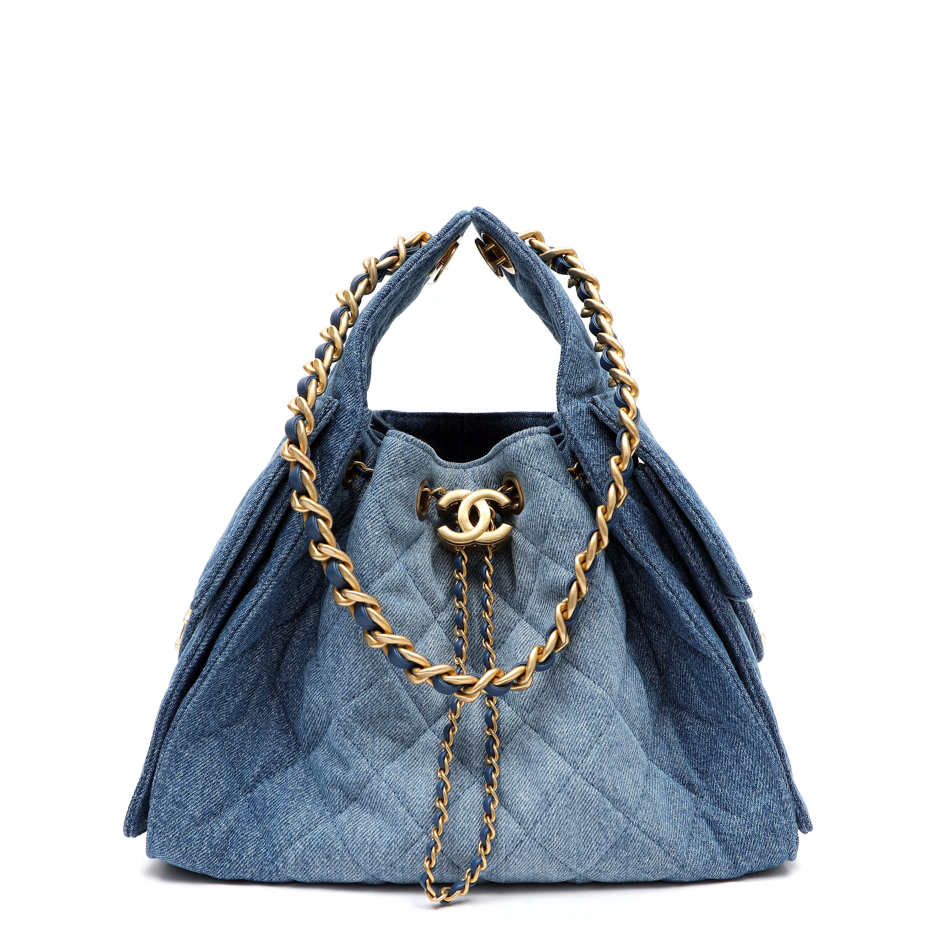 Chanel 25cm Small Handbag Washed Denim w GH