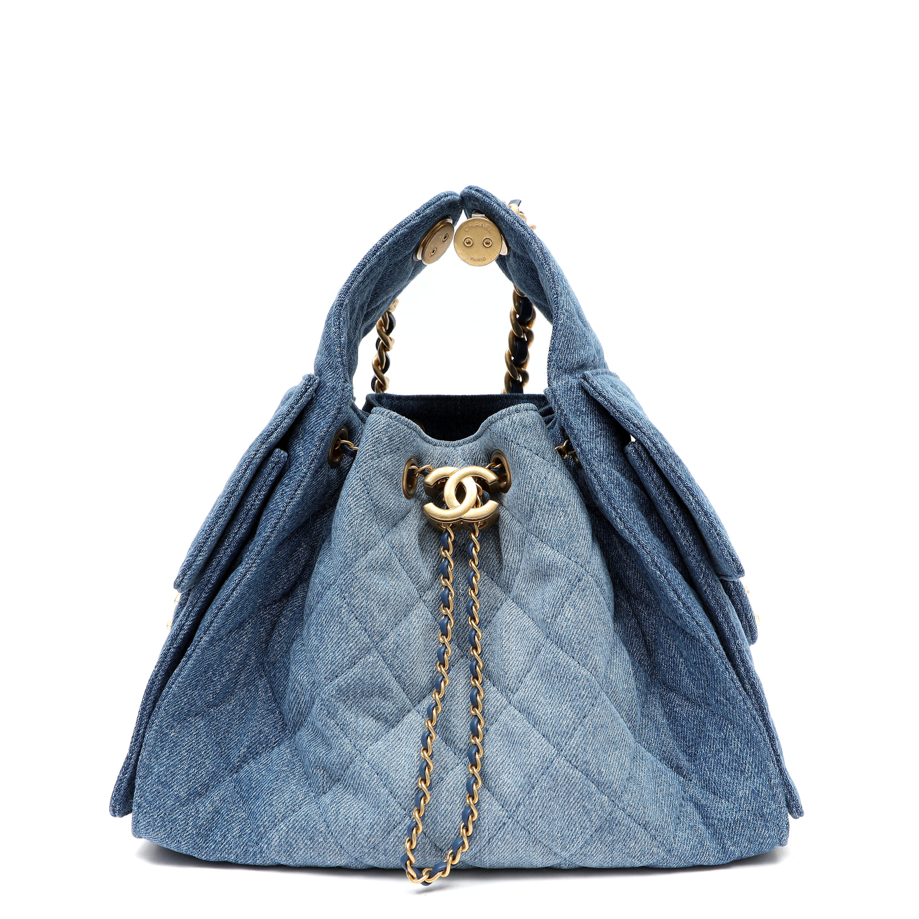 Chanel 25cm Small Handbag Washed Denim w GH