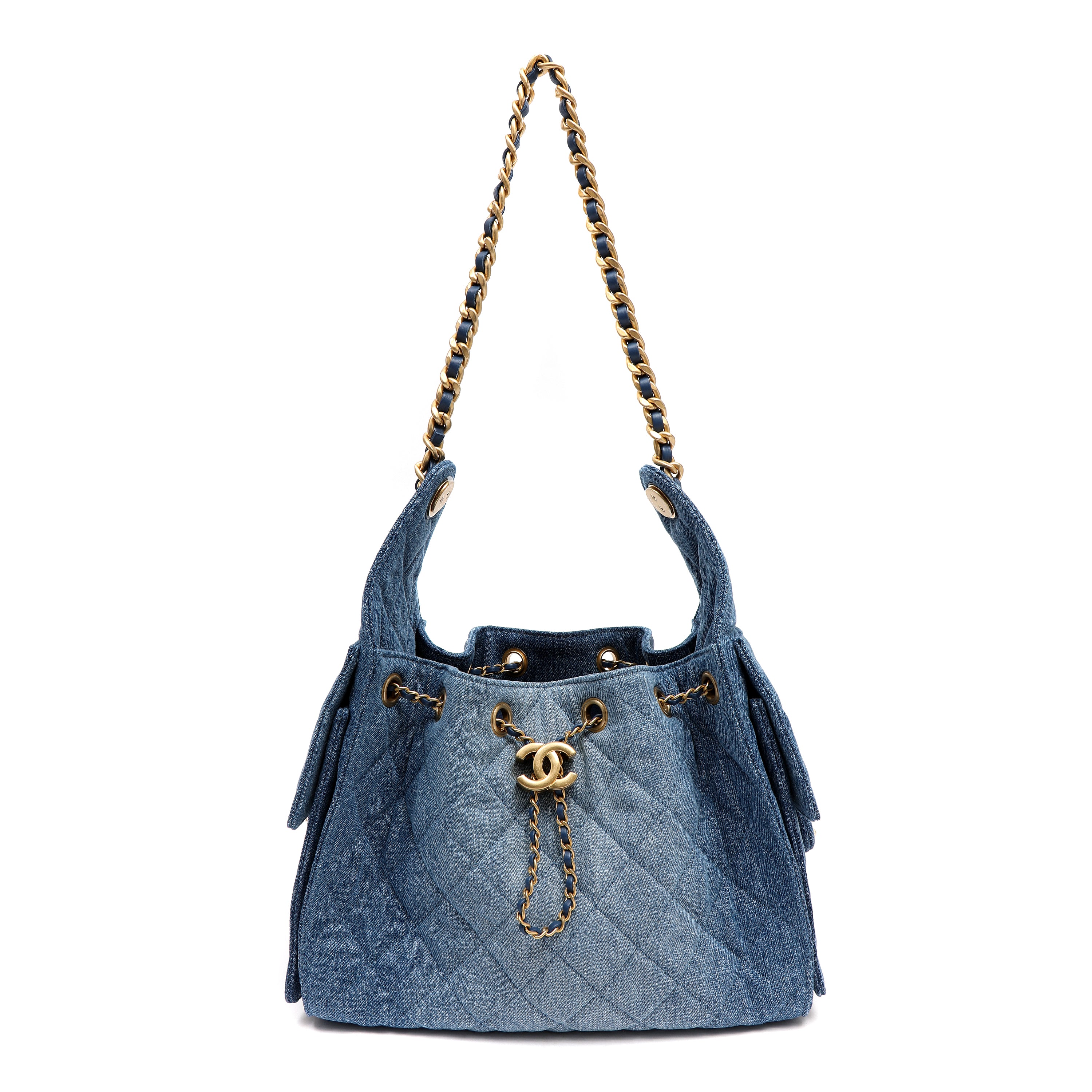 Chanel 25cm Small Handbag Washed Denim w GH