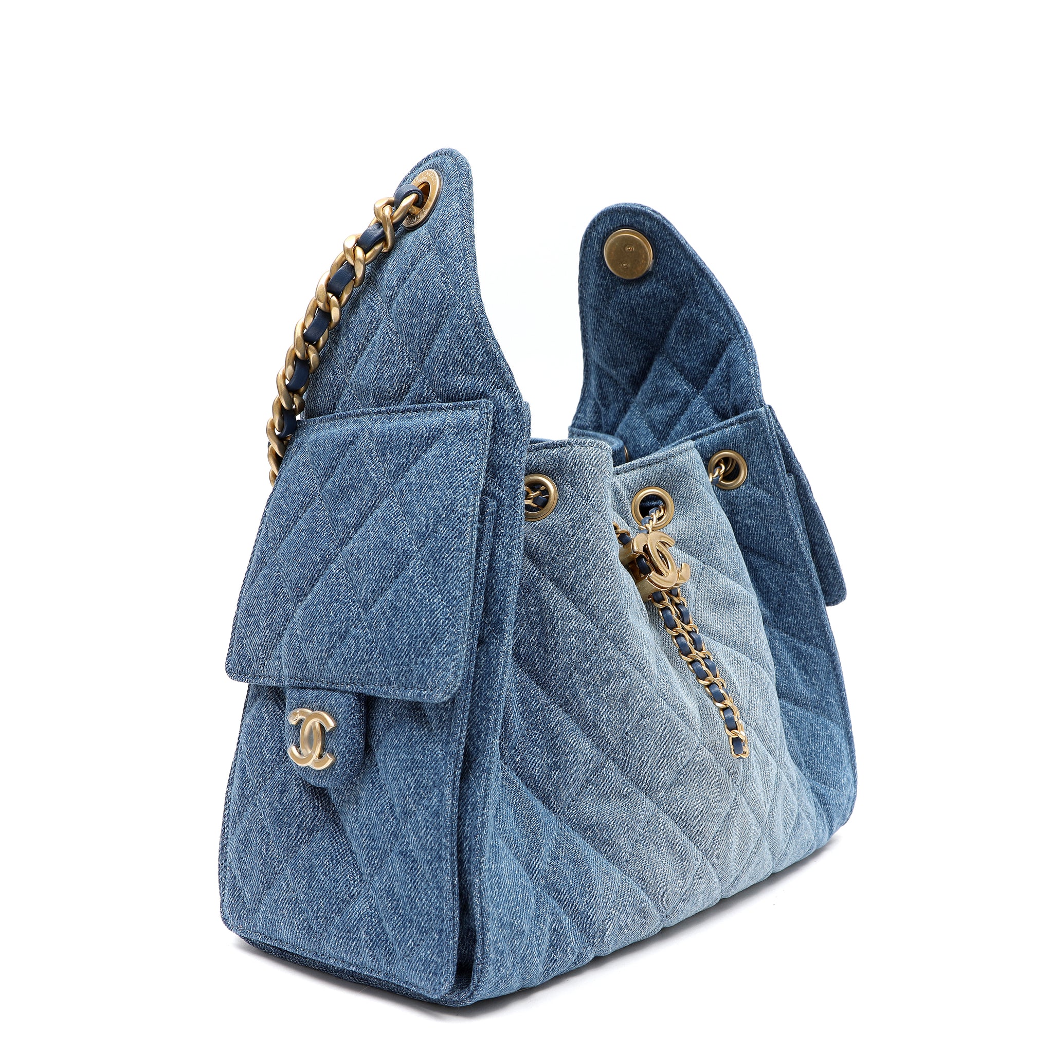 Chanel 25cm Small Handbag Washed Denim w GH