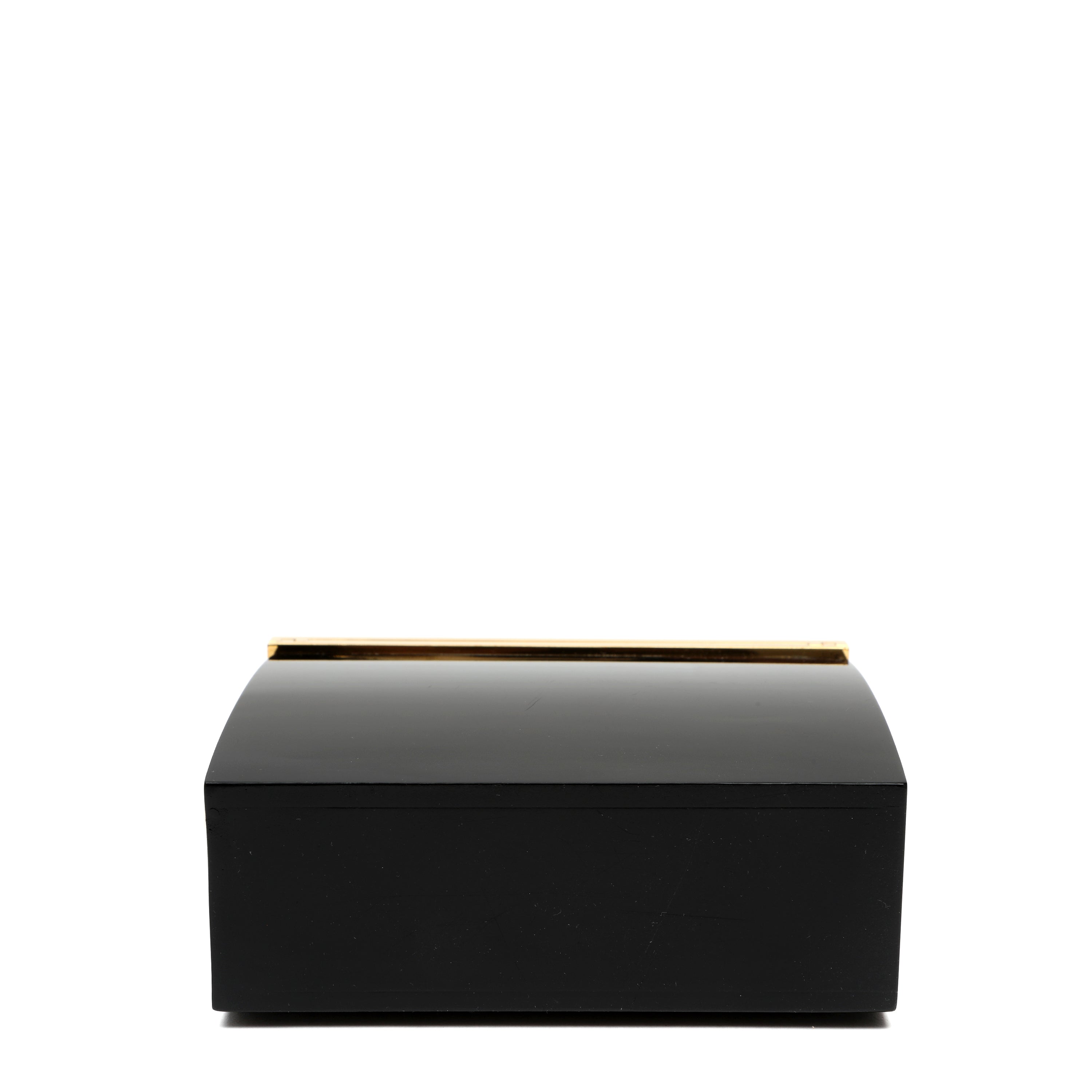 Chanel Black Lucite Mini Box Minaudière Bag Snake Chain Strap