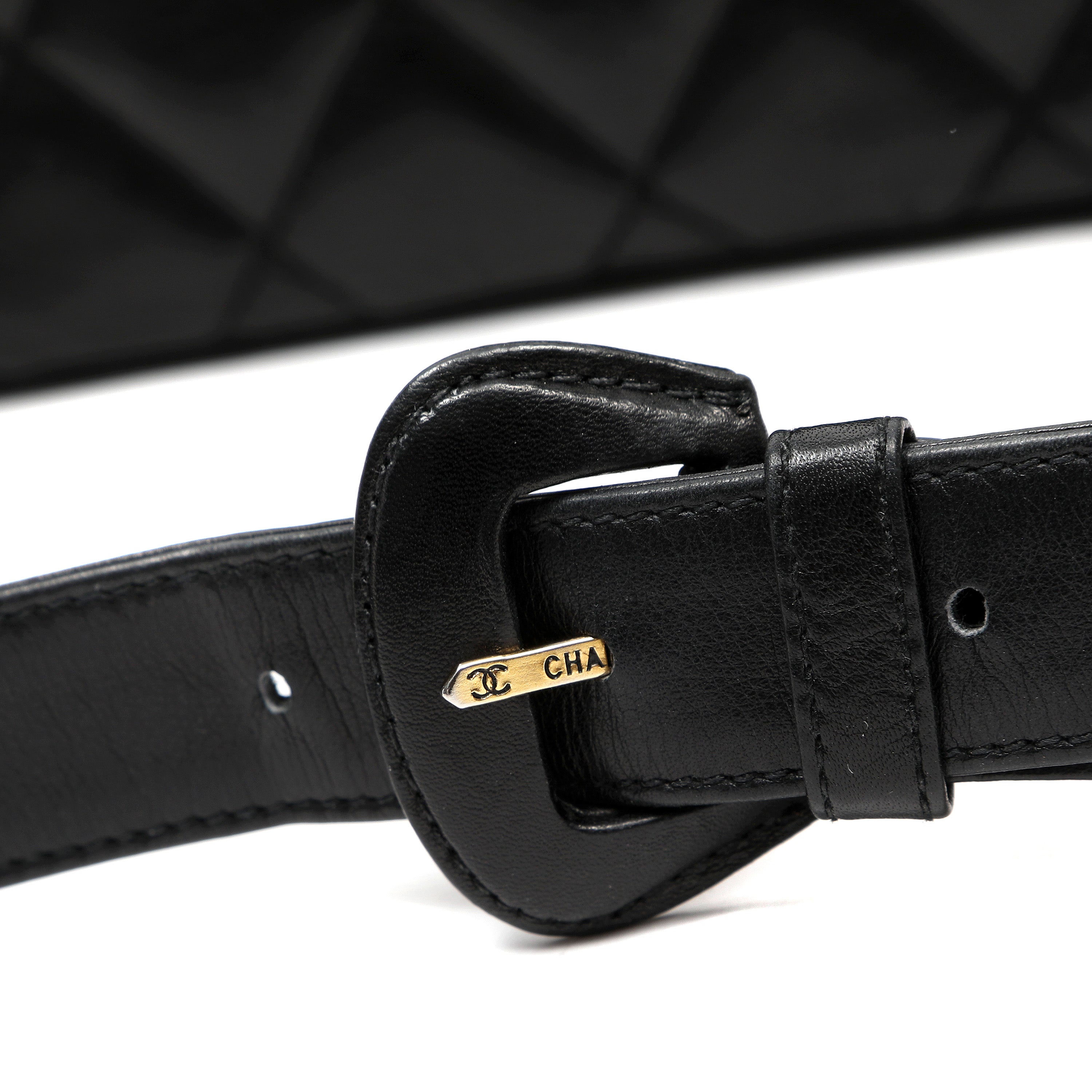 Chanel Belt Bag Black Quilted Lambskin w/Gold Chain Strap and Hardware