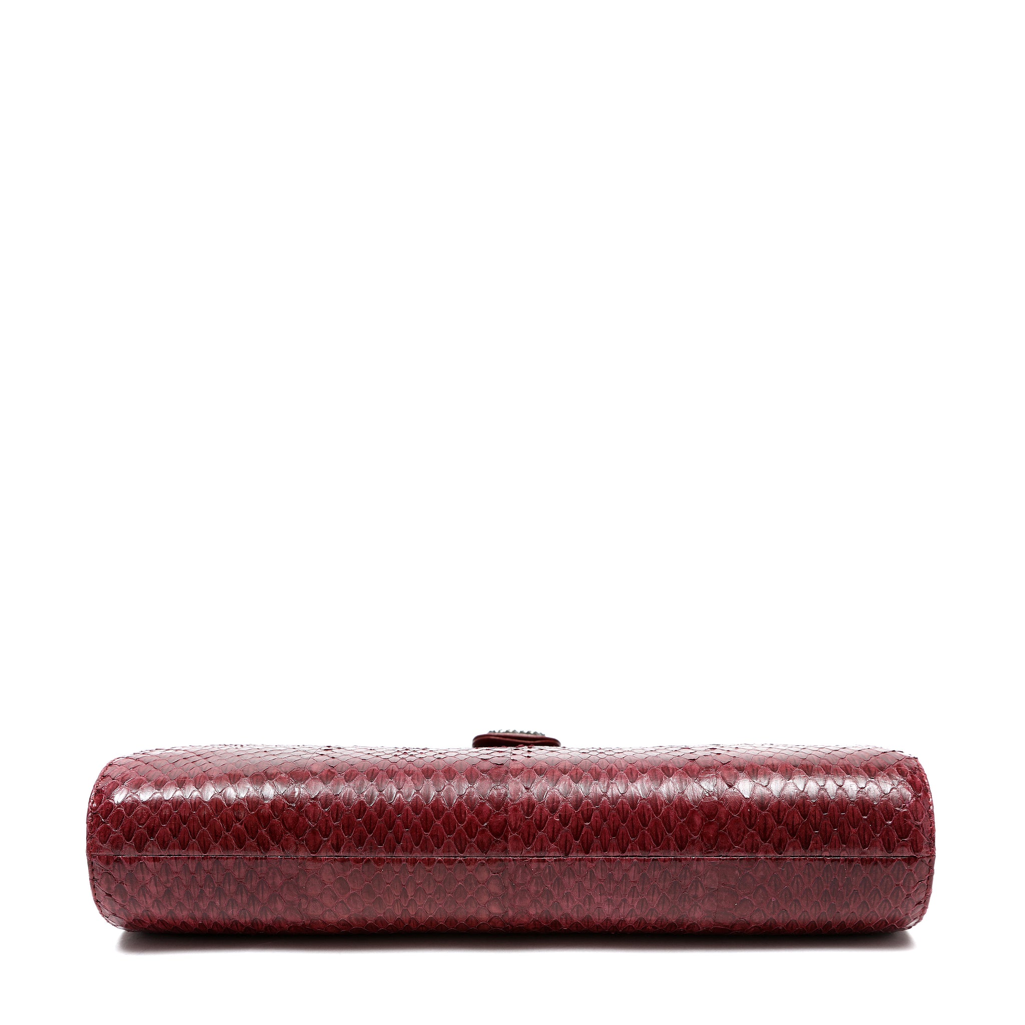 Chanel Clutch Burgundy Snakeskin w/CC and Ruthenium Hardware