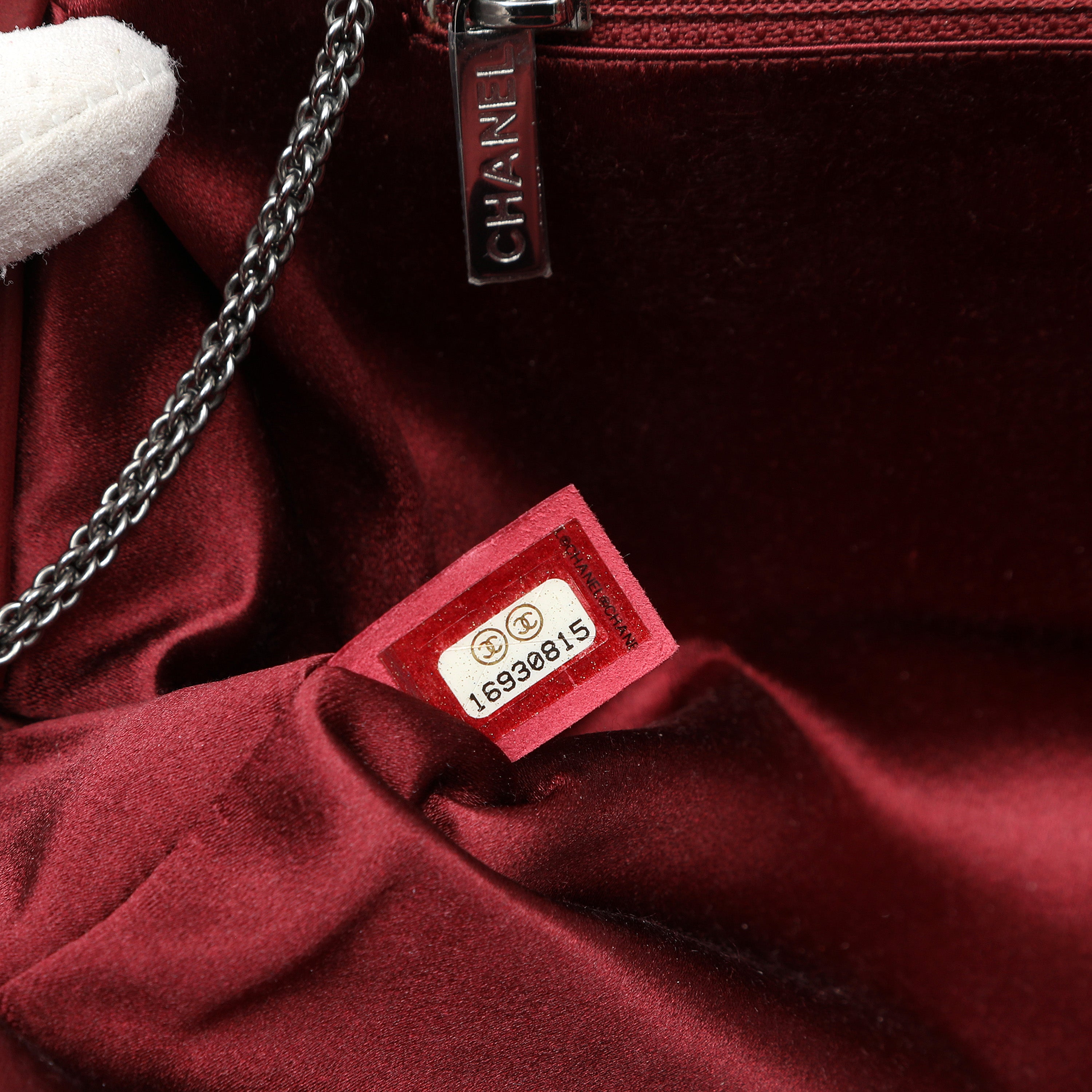 Chanel Clutch Burgundy Snakeskin w/CC and Ruthenium Hardware