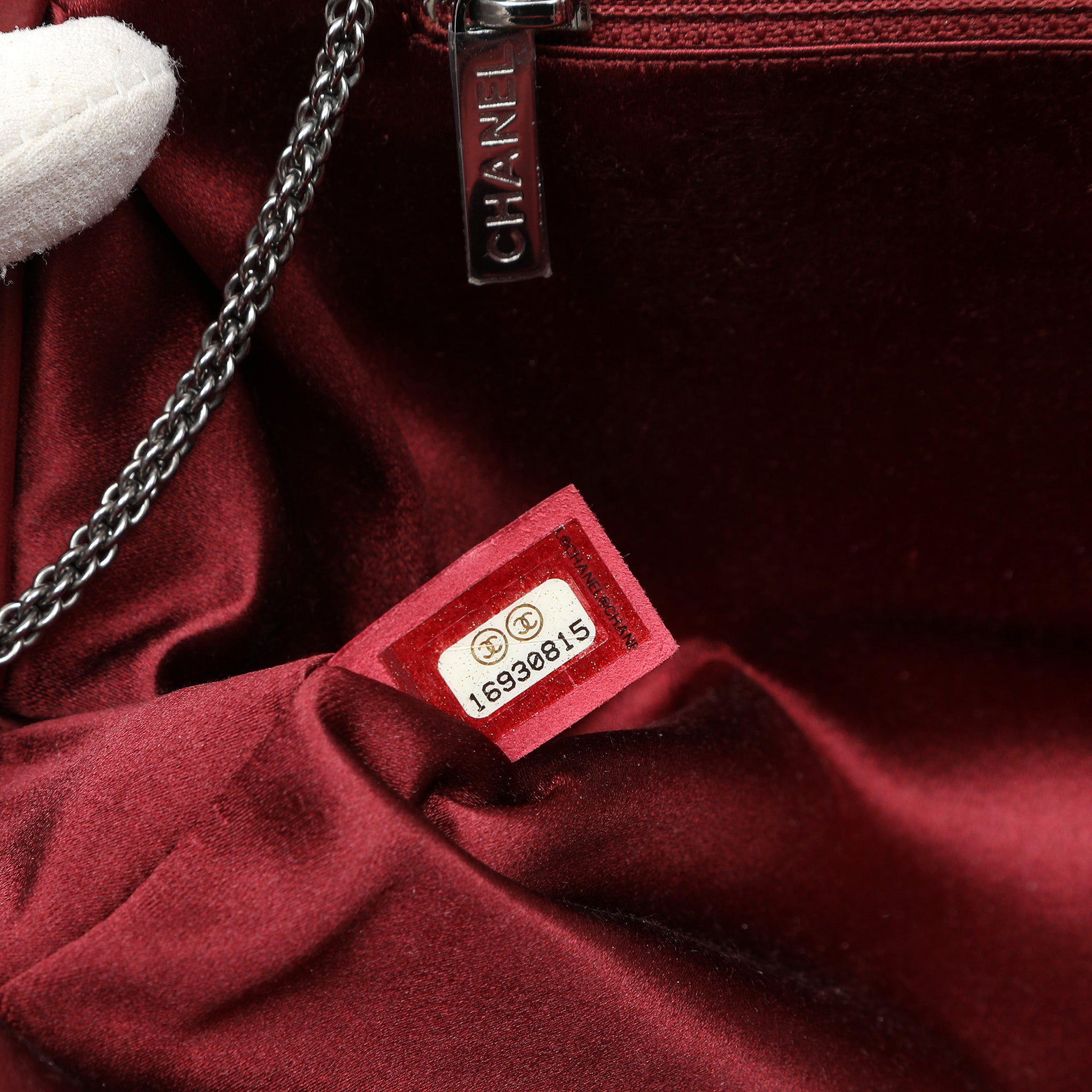 Chanel Clutch Burgundy Snakeskin w/CC and Ruthenium Hardware