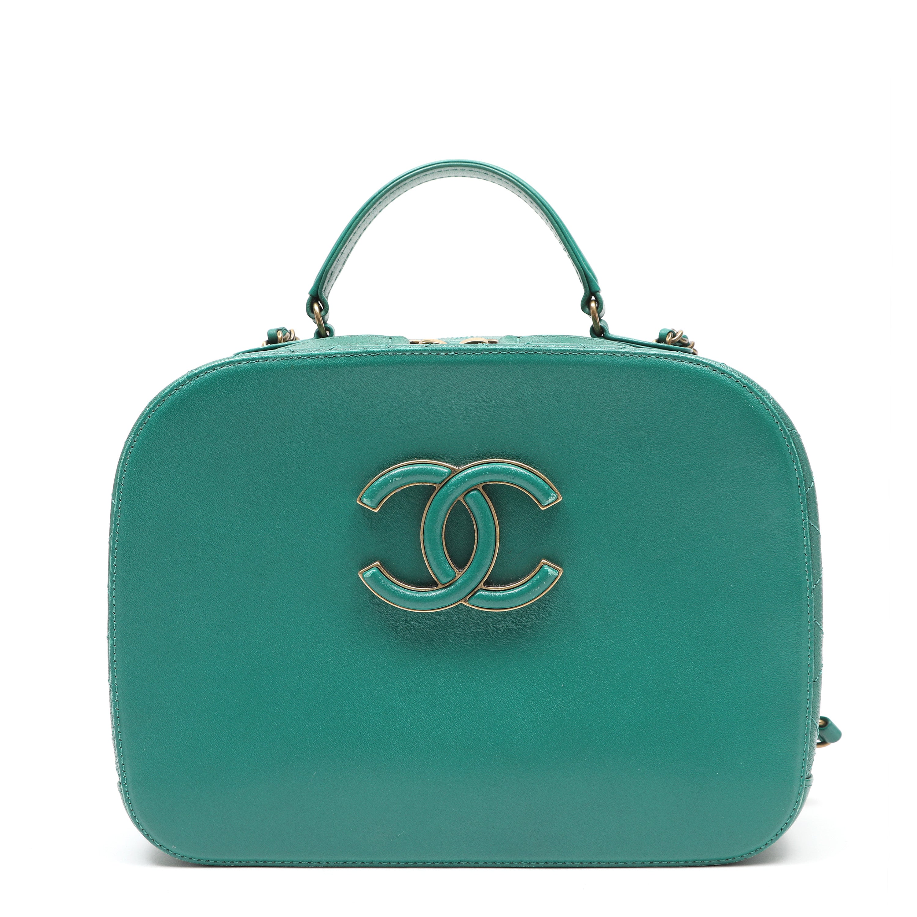 Chanel Coco Curve Vanity Case Green Lambskin