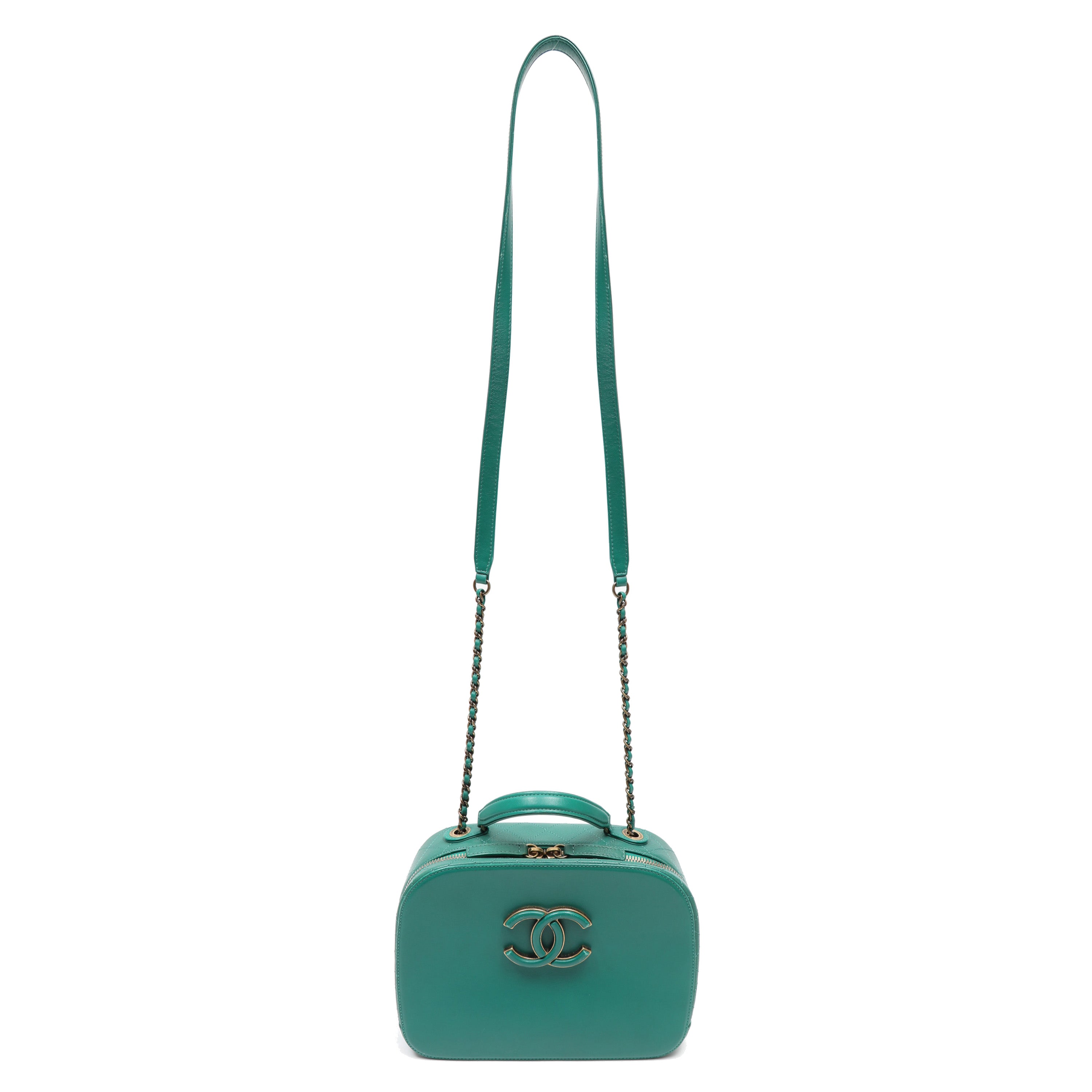 Chanel Coco Curve Vanity Case Green Lambskin