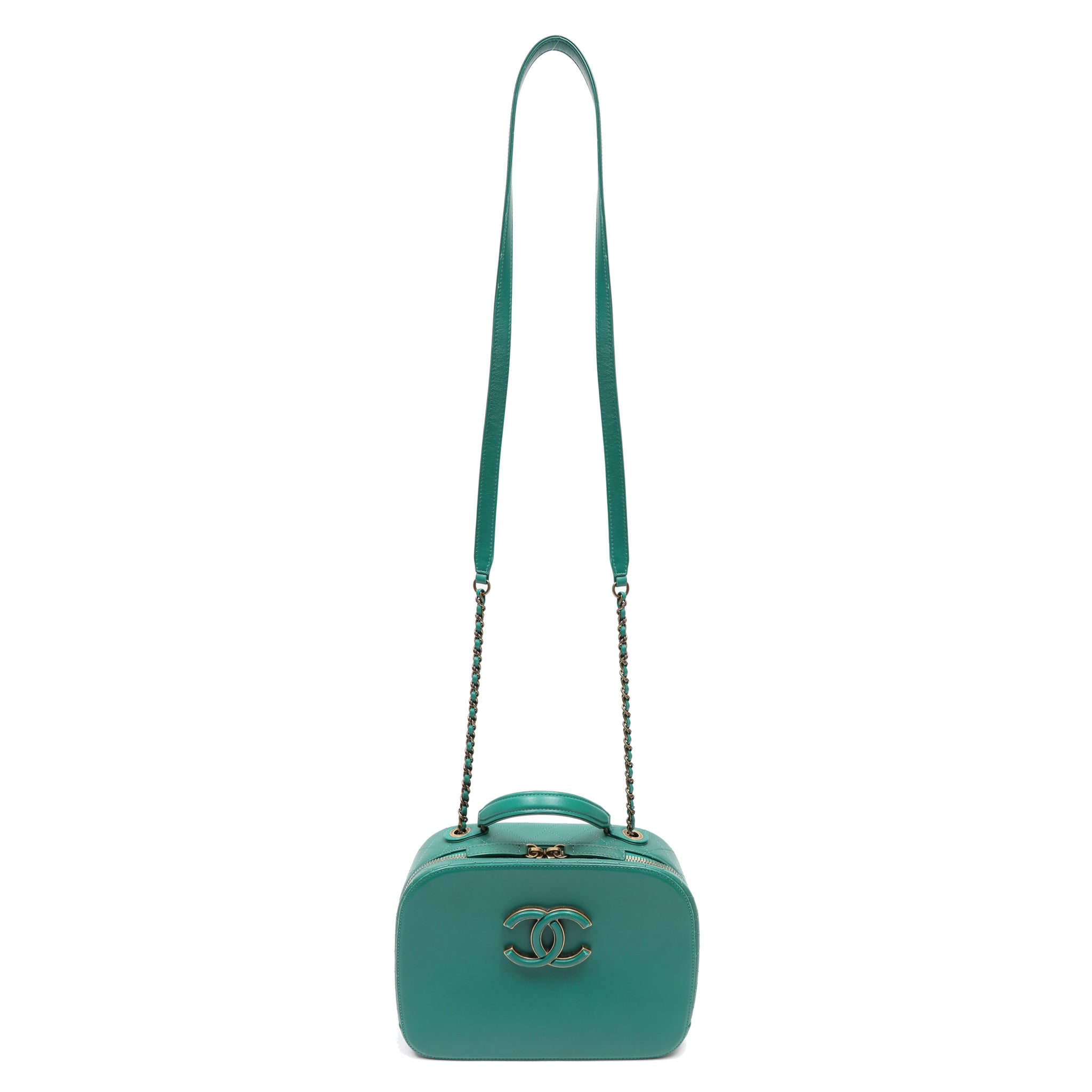 Chanel Coco Curve Vanity Case Green Lambskin