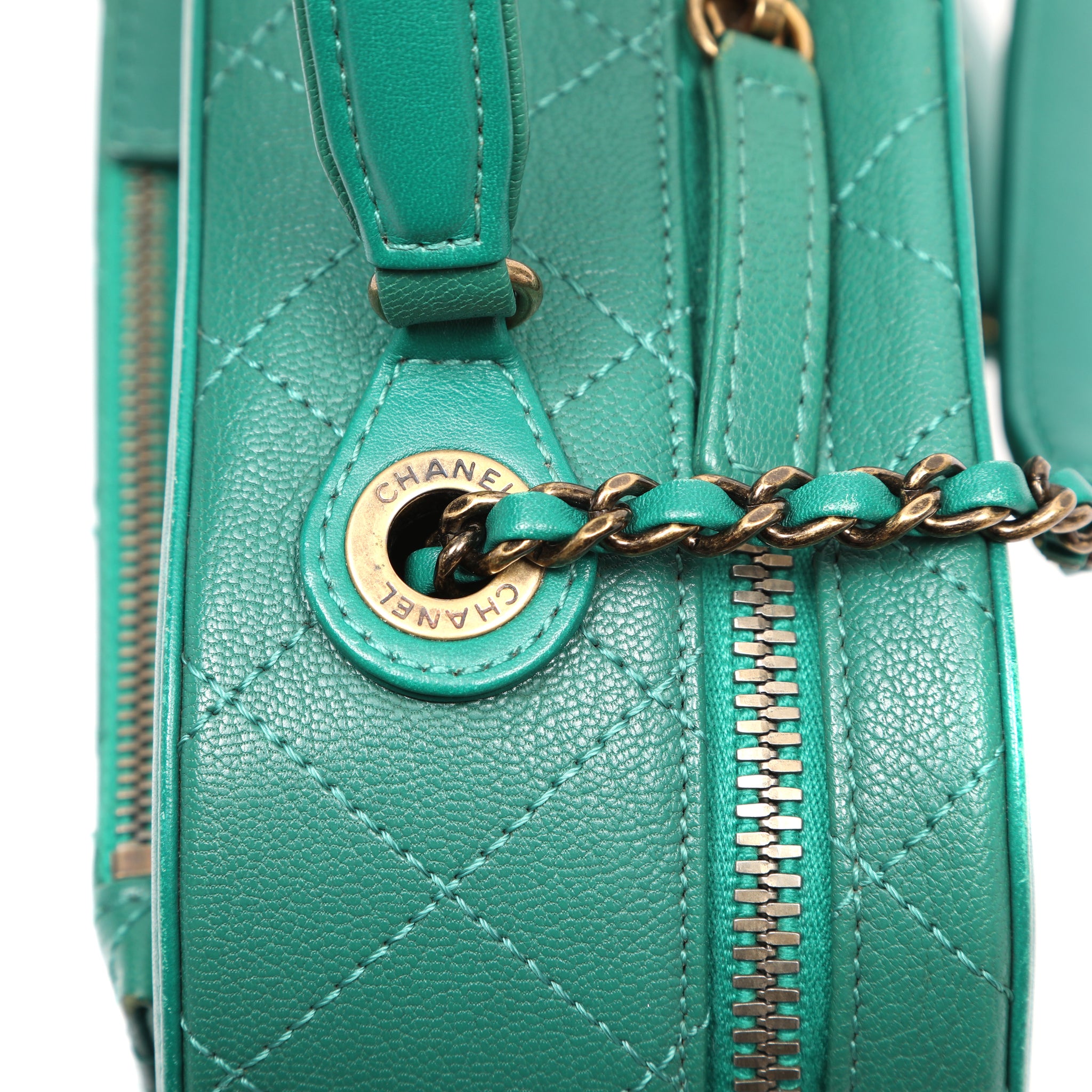 Chanel Coco Curve Vanity Case Green Lambskin