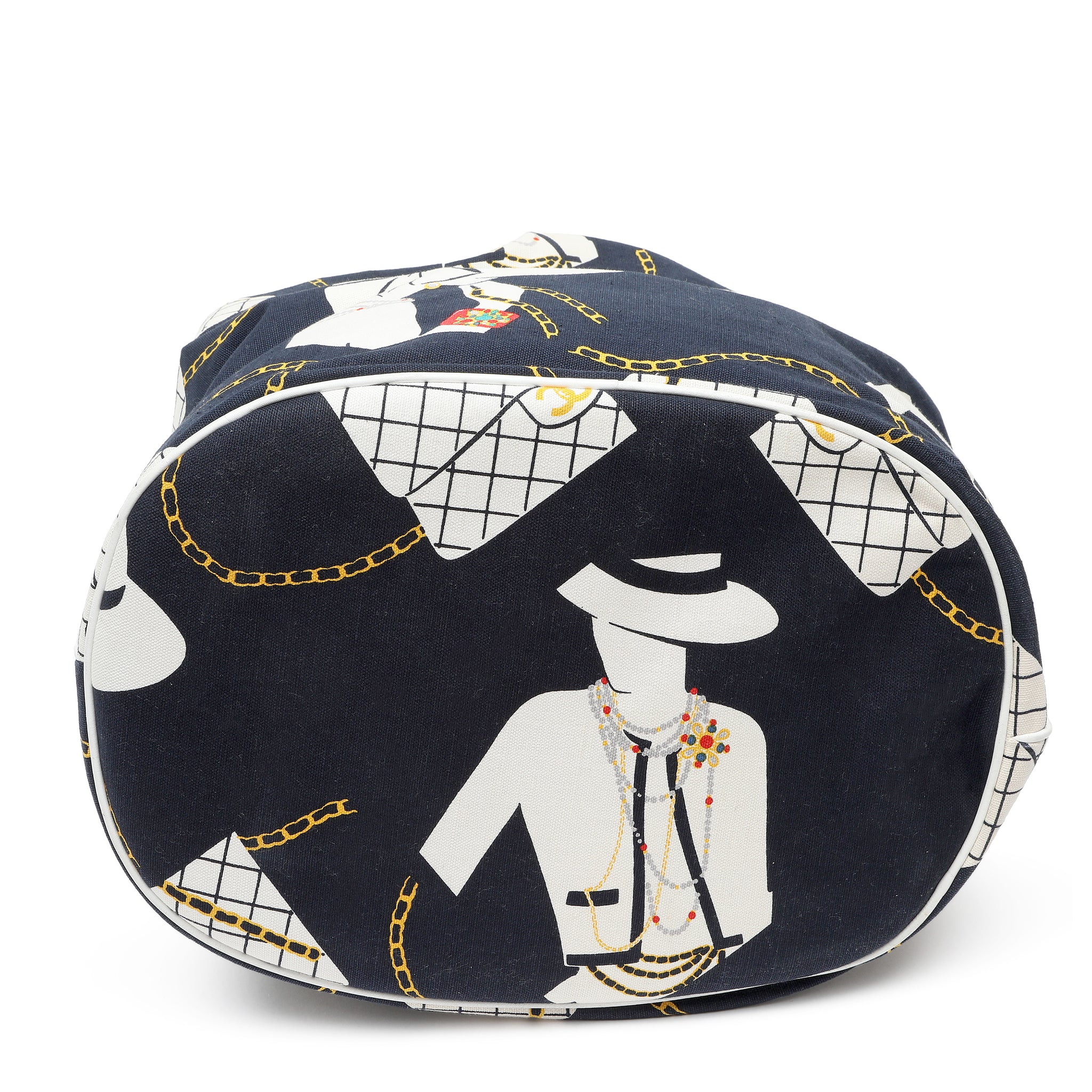 Chanel Coco Silhouette Large Shopping Bag  Navy Blue Canvas