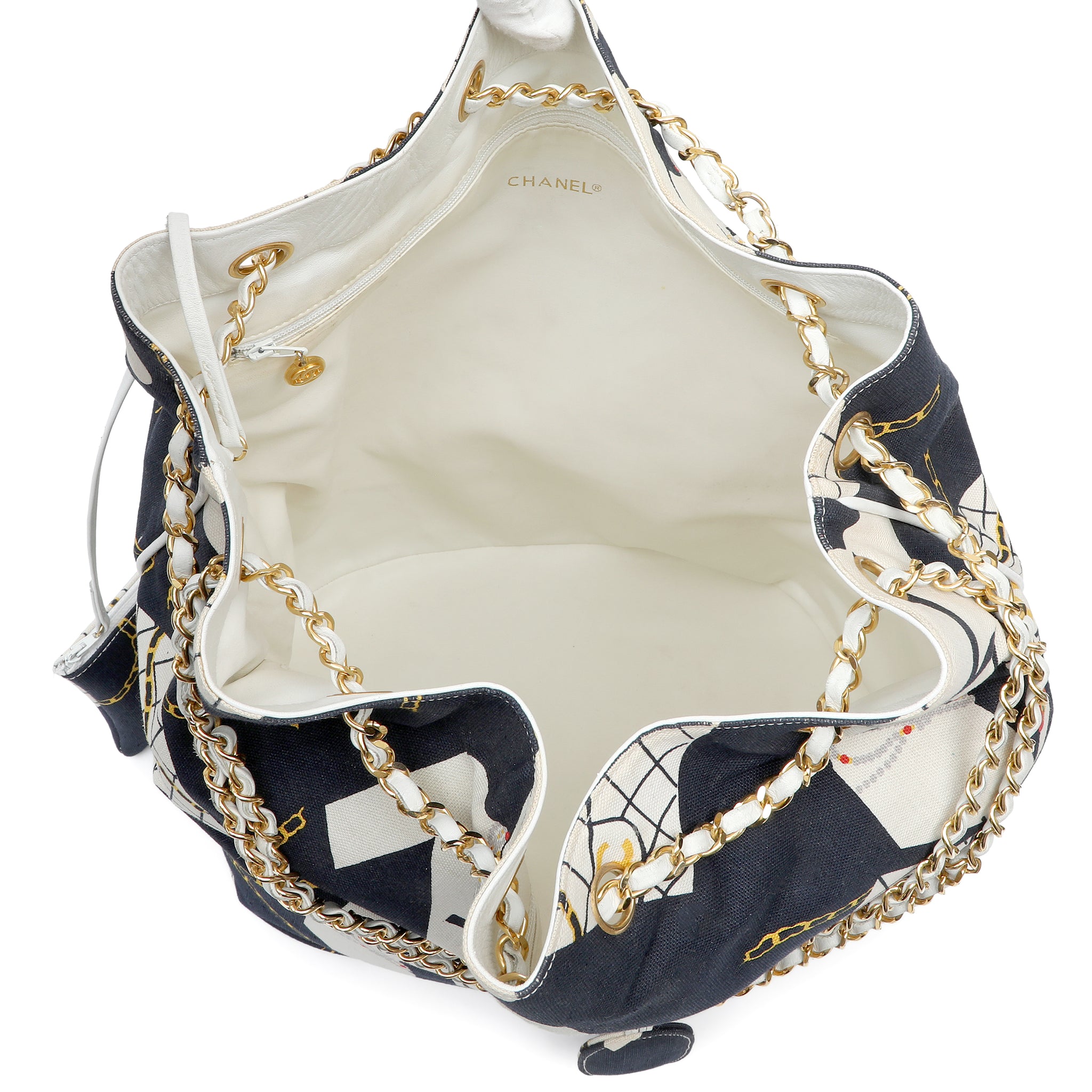 Chanel Coco Silhouette Large Shopping Bag  Navy Blue Canvas