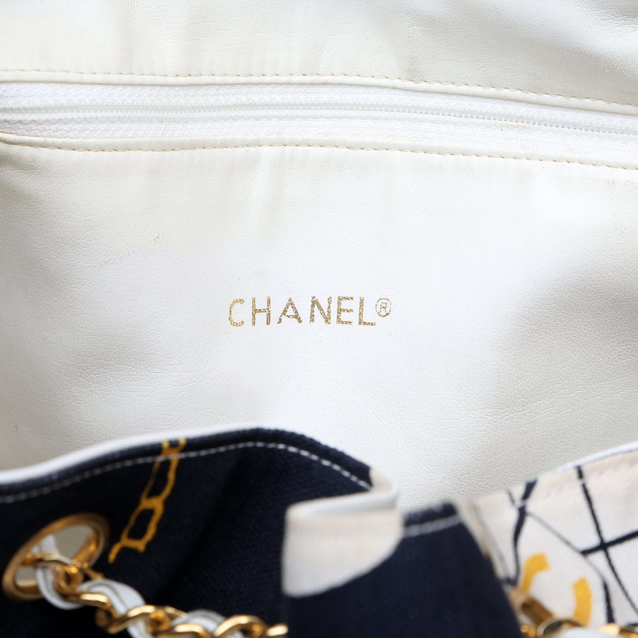 Chanel Coco Silhouette Large Shopping Bag  Navy Blue Canvas