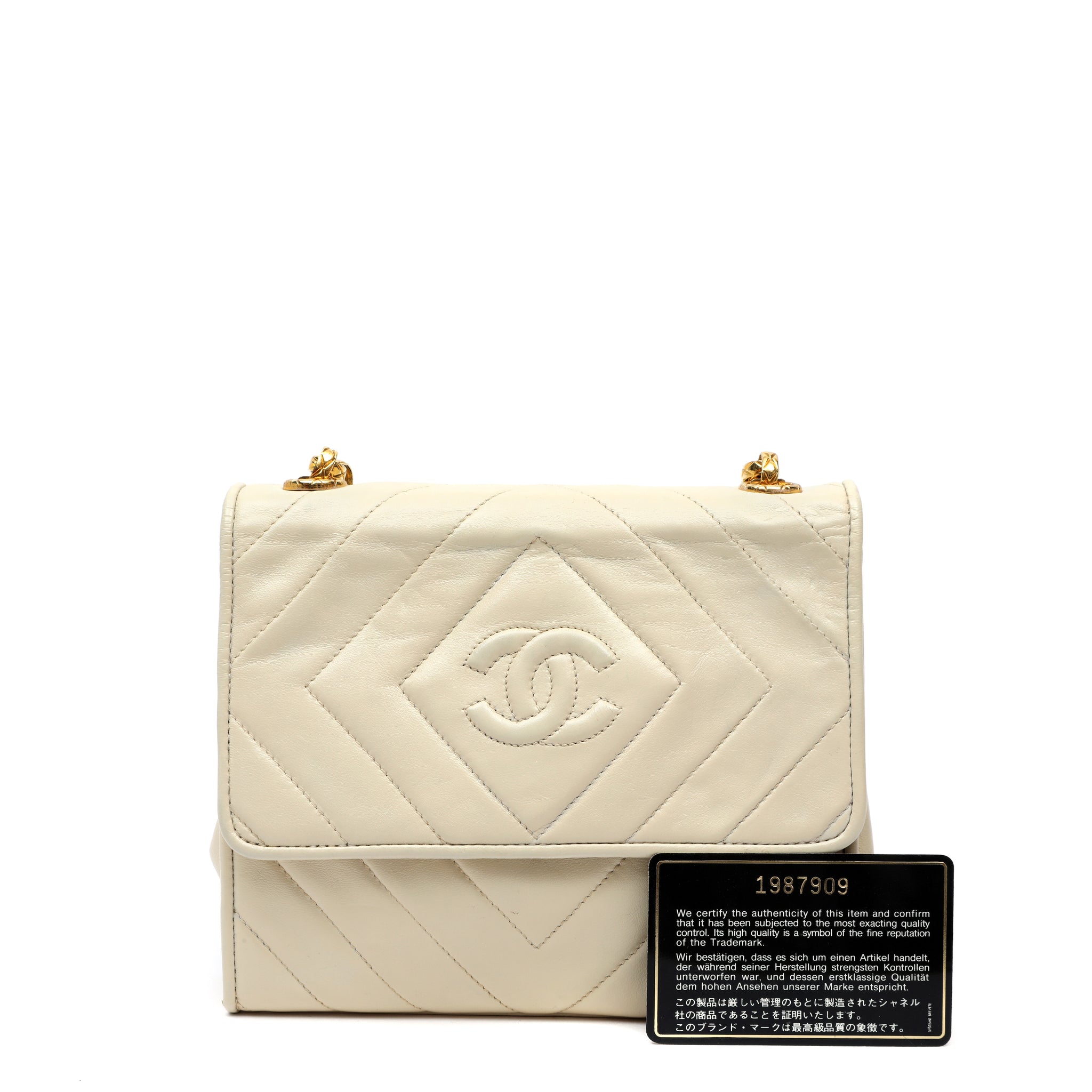 Chanel Diamond Quilted Lambskin Shoulder Bag w Gold Chain Strap Featuring Pearls