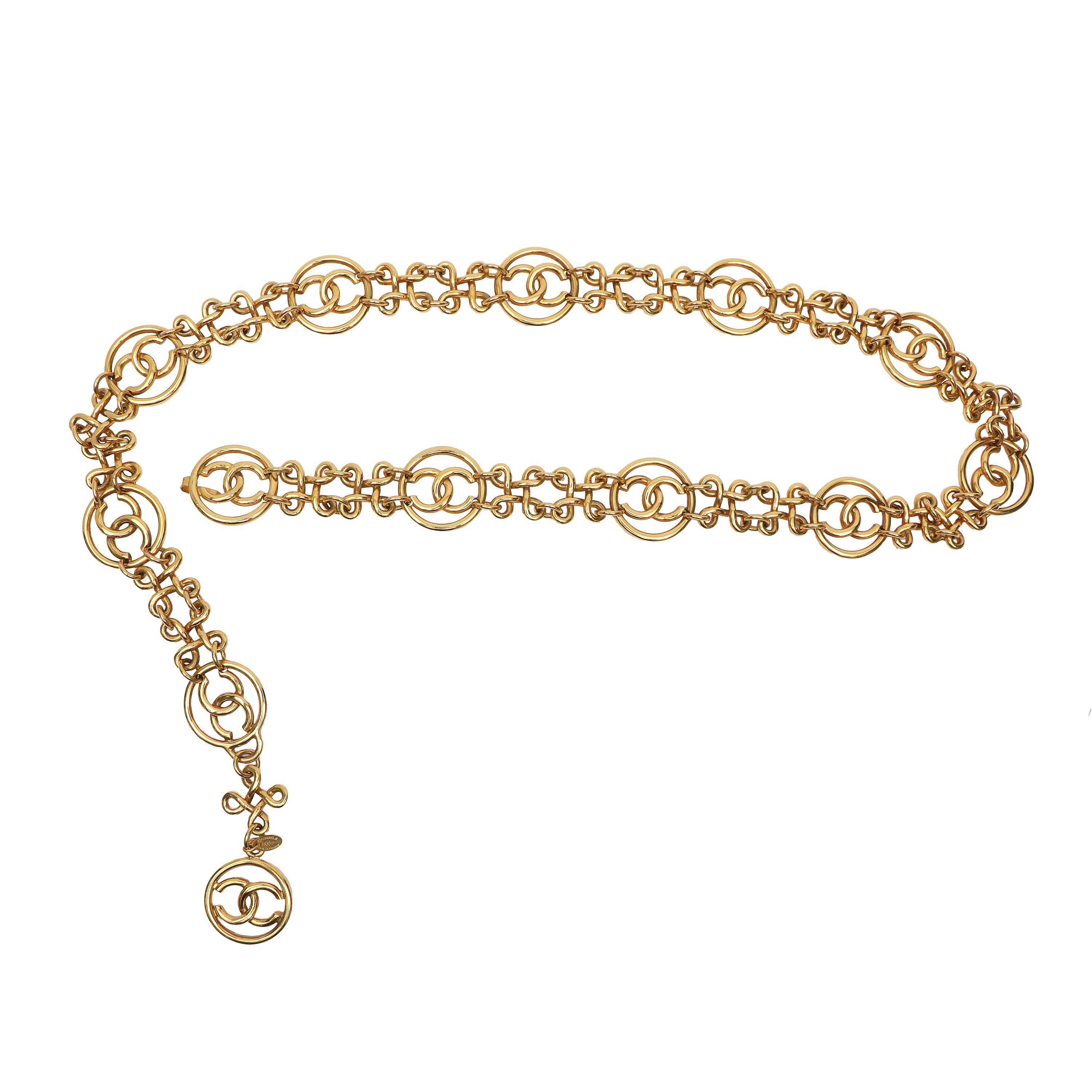 Chanel Gold Chain Belt Double Chain Design CC