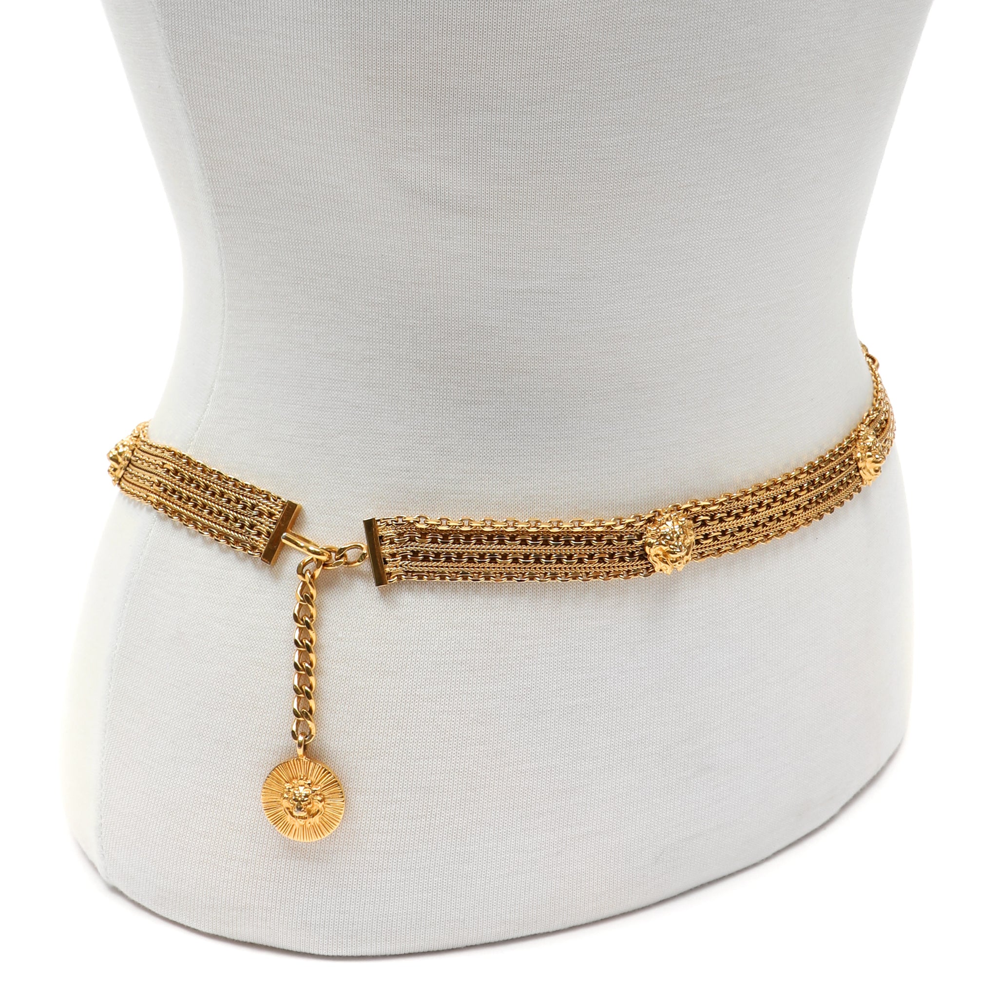 Chanel Vintage Lion Medallion Multi-Chain Belt w/CC Coin Drop