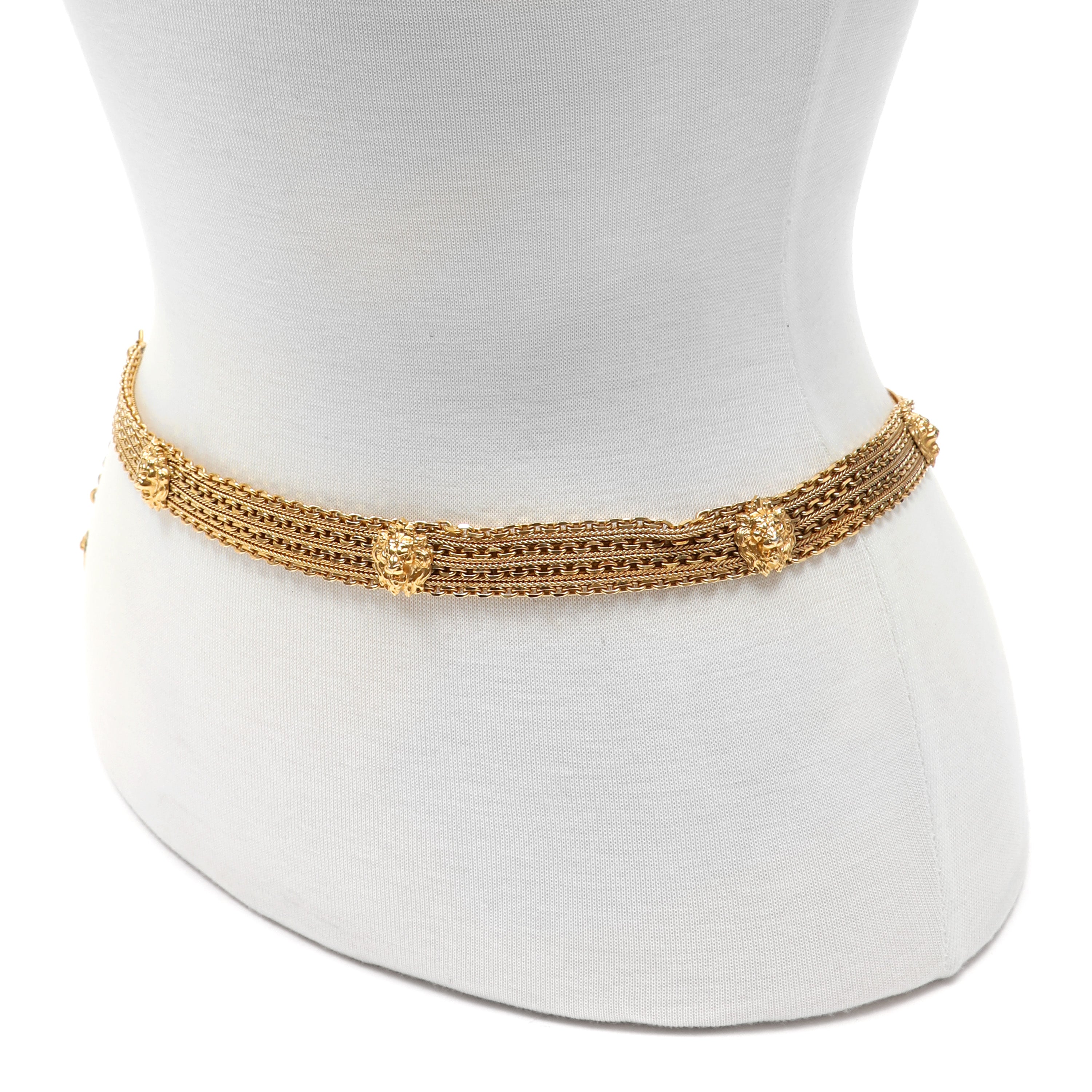 Chanel Vintage Lion Medallion Multi-Chain Belt w/CC Coin Drop