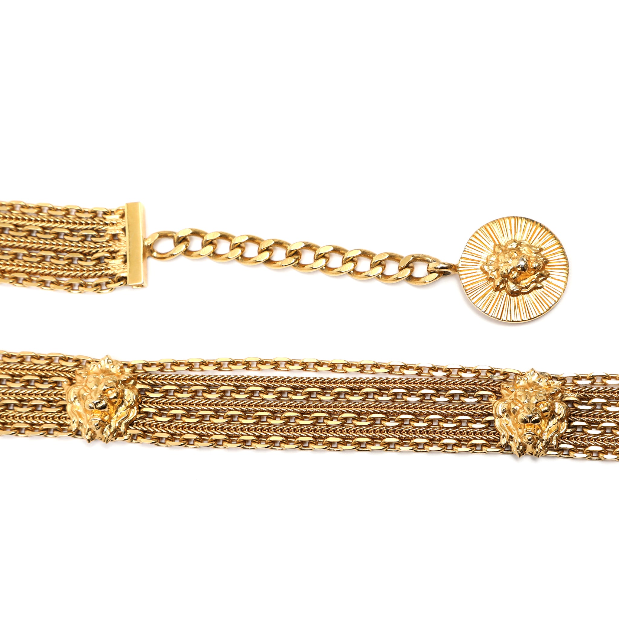 Chanel Vintage Lion Medallion Multi-Chain Belt w/CC Coin Drop
