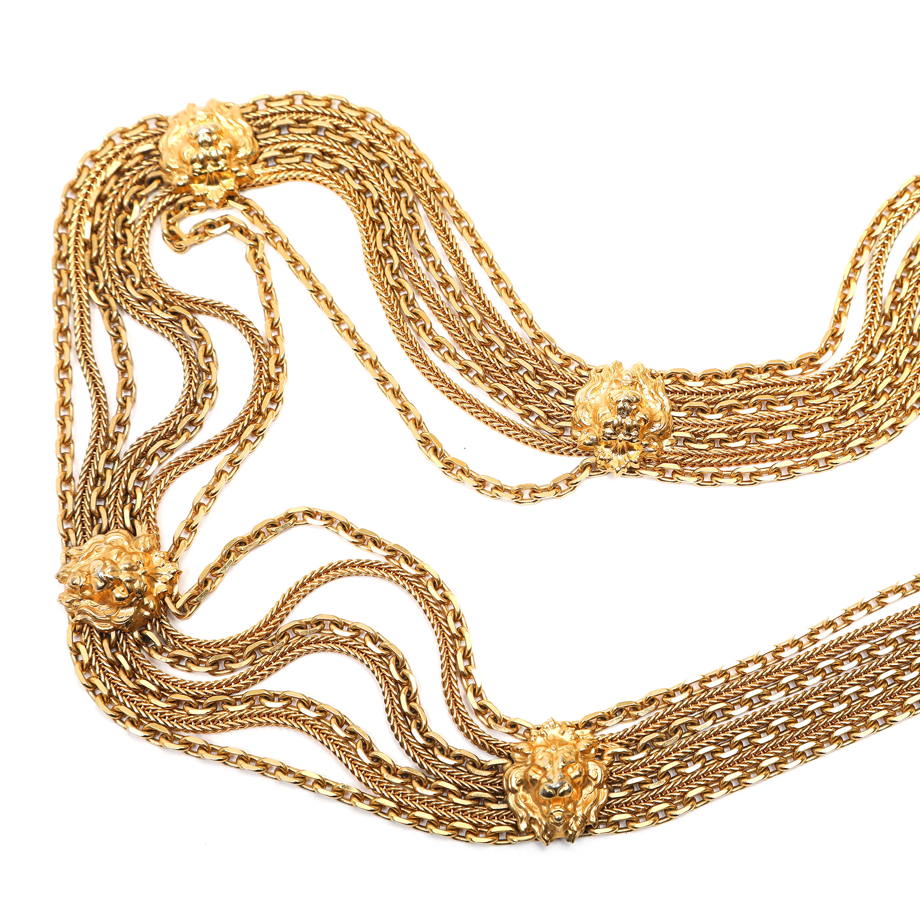 Chanel Vintage Lion Medallion Multi-Chain Belt w/CC Coin Drop
